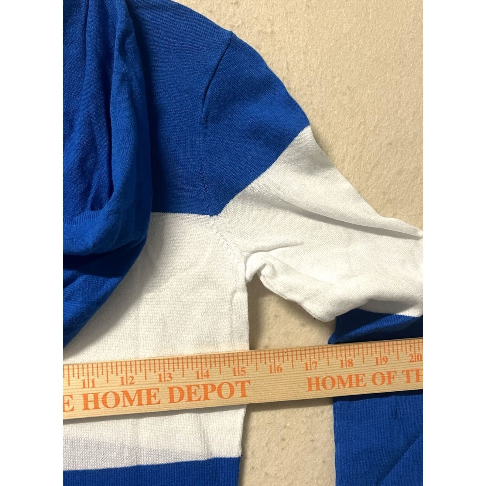 Tommy Bahama Tommy Bahama Sweater Dress Hoodie Striped Knee Length Blue XS Womens Roll Tab Sleeve Knit V-Neck Pullover Casual Party/Cocktail Travel Size XS / US 0-2 / IT 36-38 - 3 Thumbnail