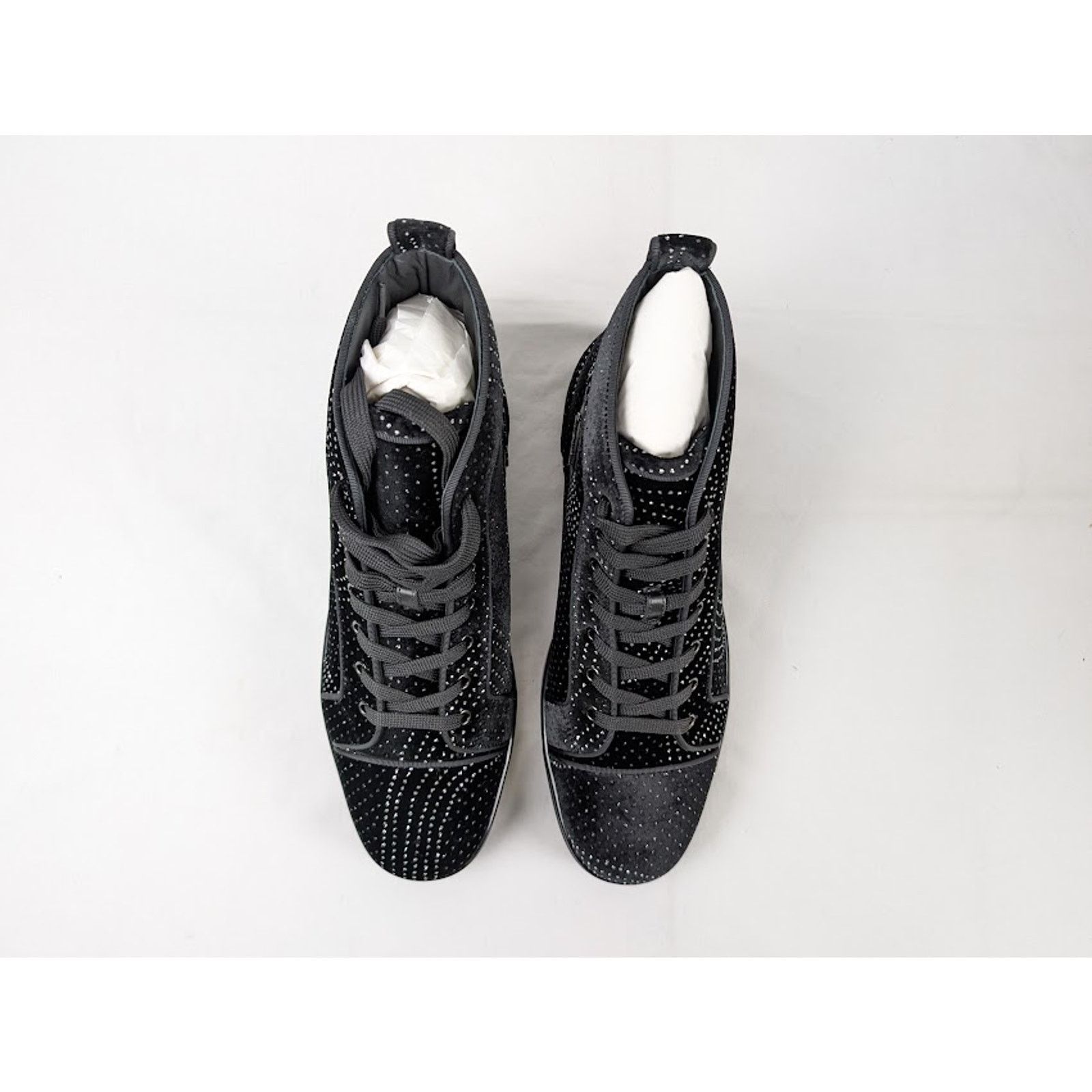 Christian Louboutin o1rshd1 Louis Orlato Flat Hi-Top Sneakers in Black/Silver Size US 11 / EU 44 - 8 Thumbnail