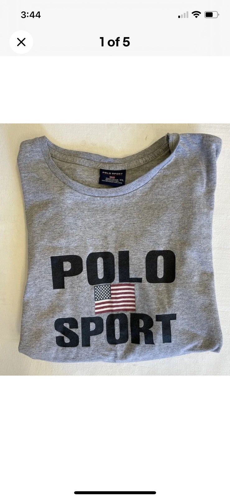 image of Polo Ralph Lauren x Vintage Authentic 90’S Lo Polo Sport T-Shirt in Grey, Men's (Size XL)
