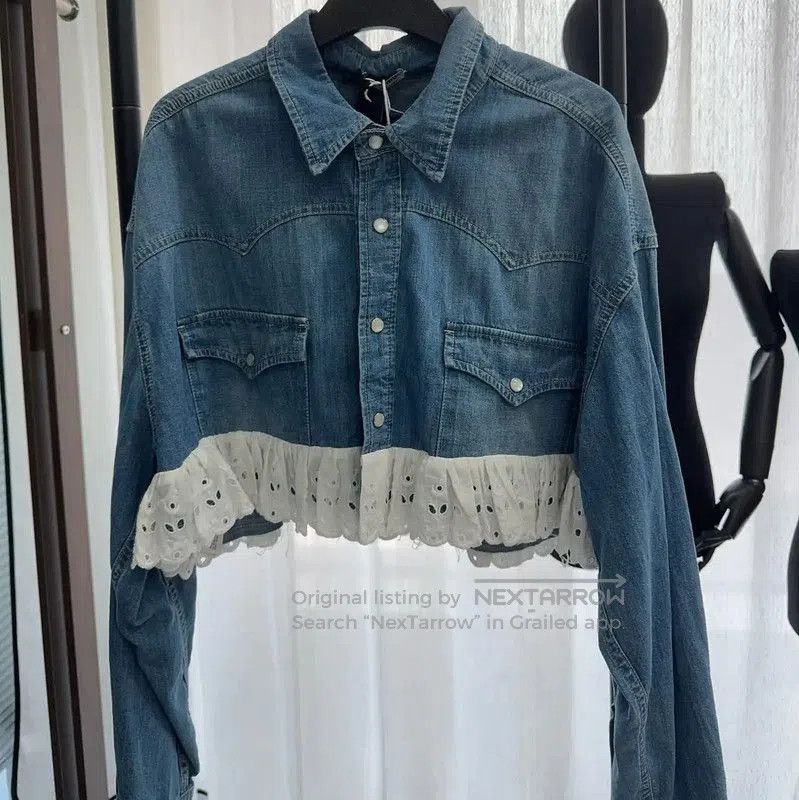 Miu Miu Light Blue Cotton Floral Jacket .