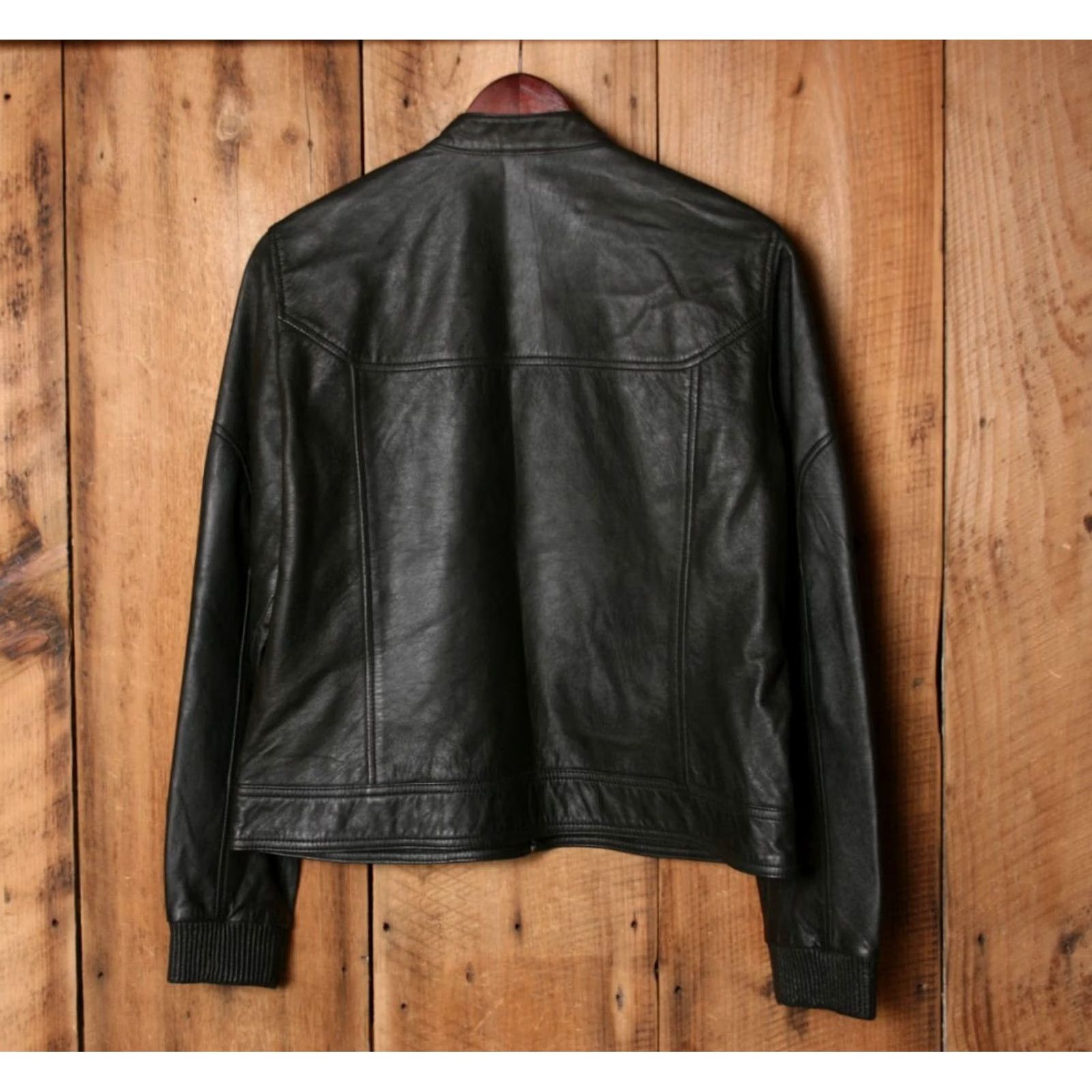 The Territory Ahead VINTAGE Territory Ahead Black Leather Cafe Racer Moto Bomber Jacket Womens Sz. L Size L / US 10 / IT 46 - 6 Thumbnail