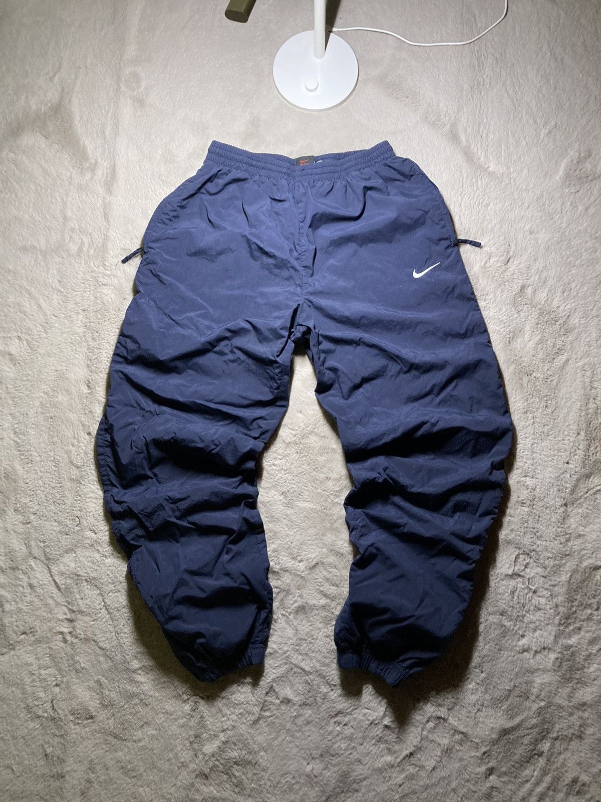 Nike × Vintage ⛩️Vintage Nike Swoosh Baggy Nylon Trackpants Y2K M Size US 39 - 1 Thumbnail