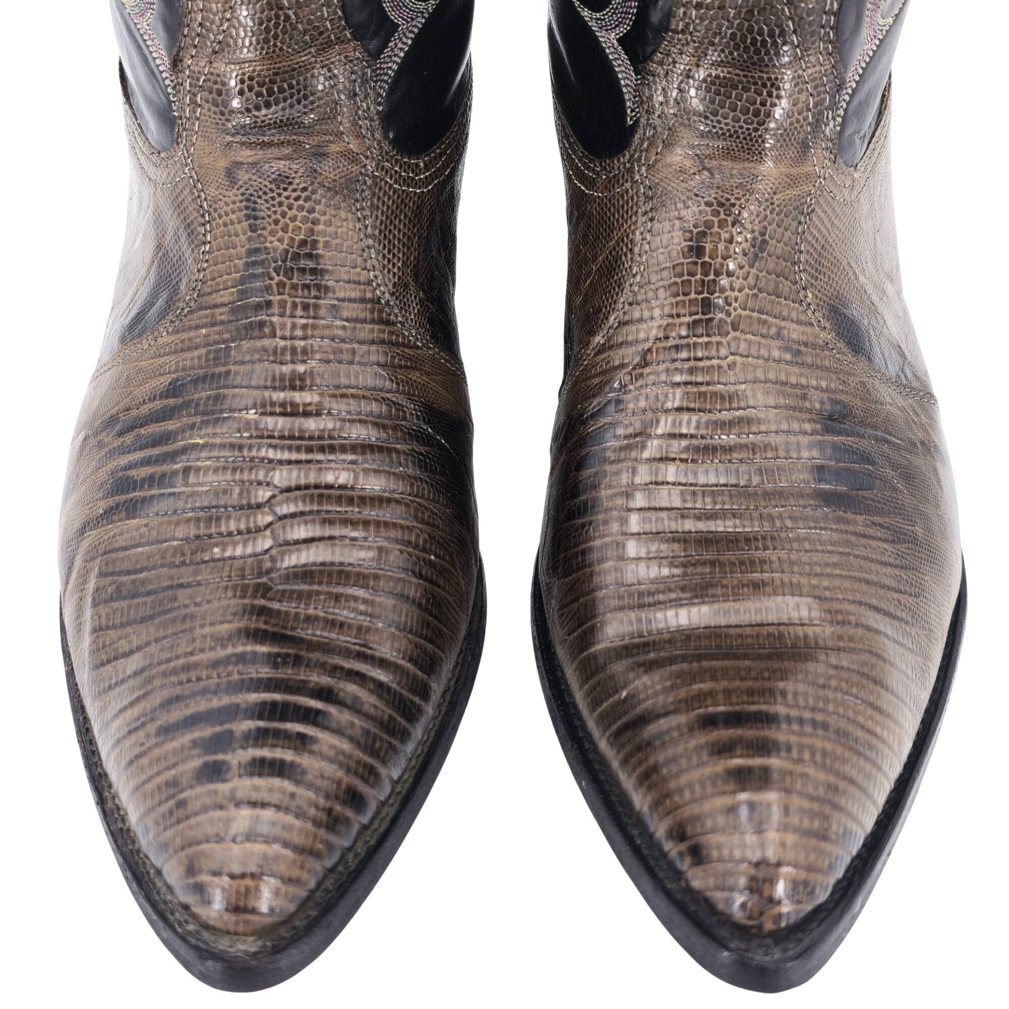 Nocona Boots Vintage Nocona Mens Size 12D Lizard Teju Exotic Leather Cowb Size US 12 / EU 45 - 2 Thumbnail