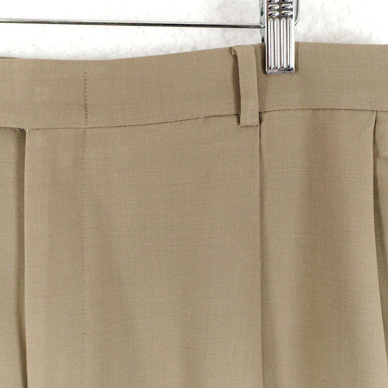 Grant Thomas Grant Thomas Tan Wool Pleated Cuffed Mid Rise Dress Pants 38 Size 38R - 4 Thumbnail