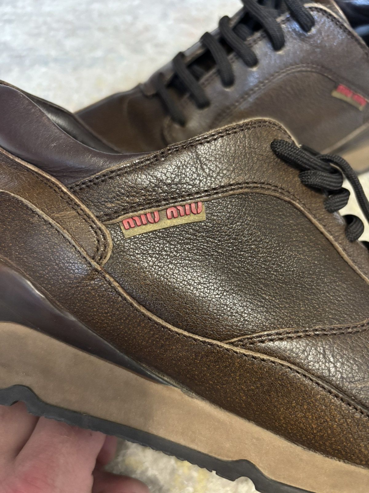 Miu Miu Miu Miu 90s Leather Runners Size US 5.5 / EU 38 - 5 Thumbnail