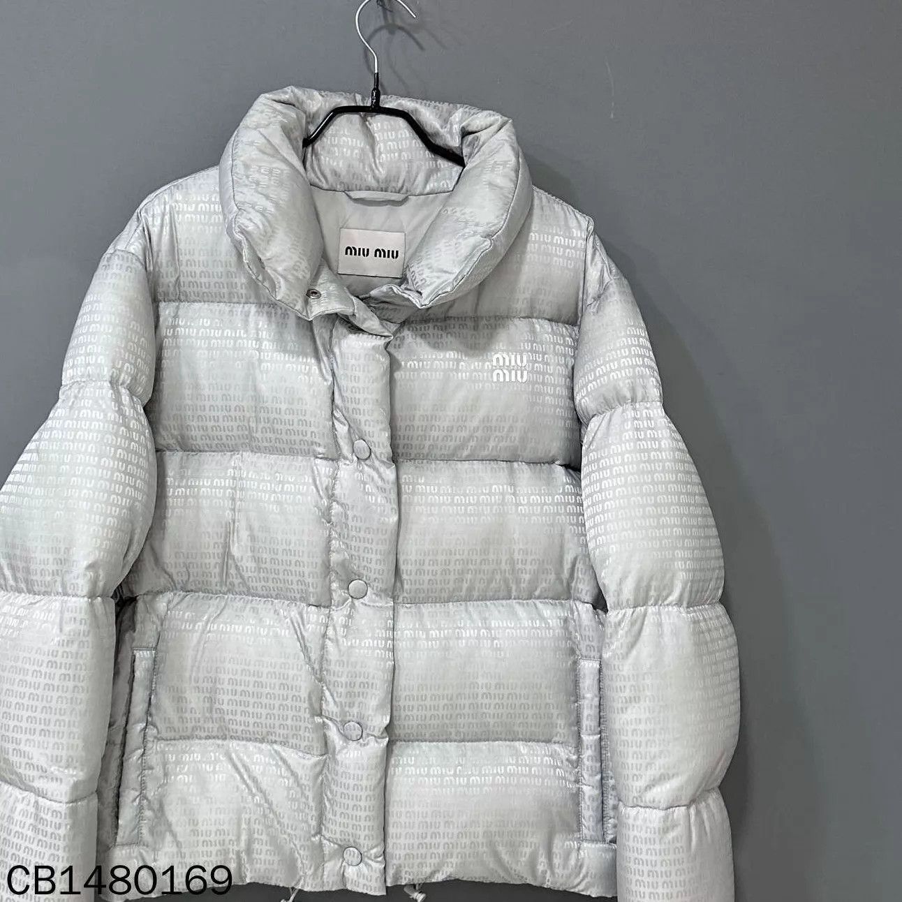 Miu Miu MIU MIU Silver Allover Print Down Jacket 38 99 New Size XS / US 0-2 / IT 36-38 - 1 Thumbnail