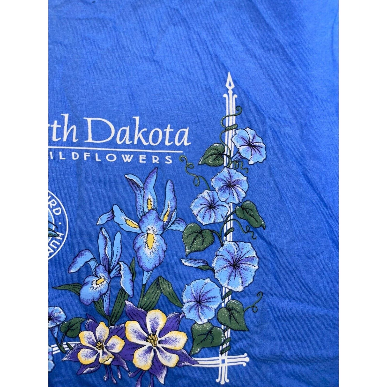 Anvil Vintage North Dakota Shirt Wildflowers Blue Bird Large 90s Size US L / EU 52-54 / 3 - 3 Thumbnail