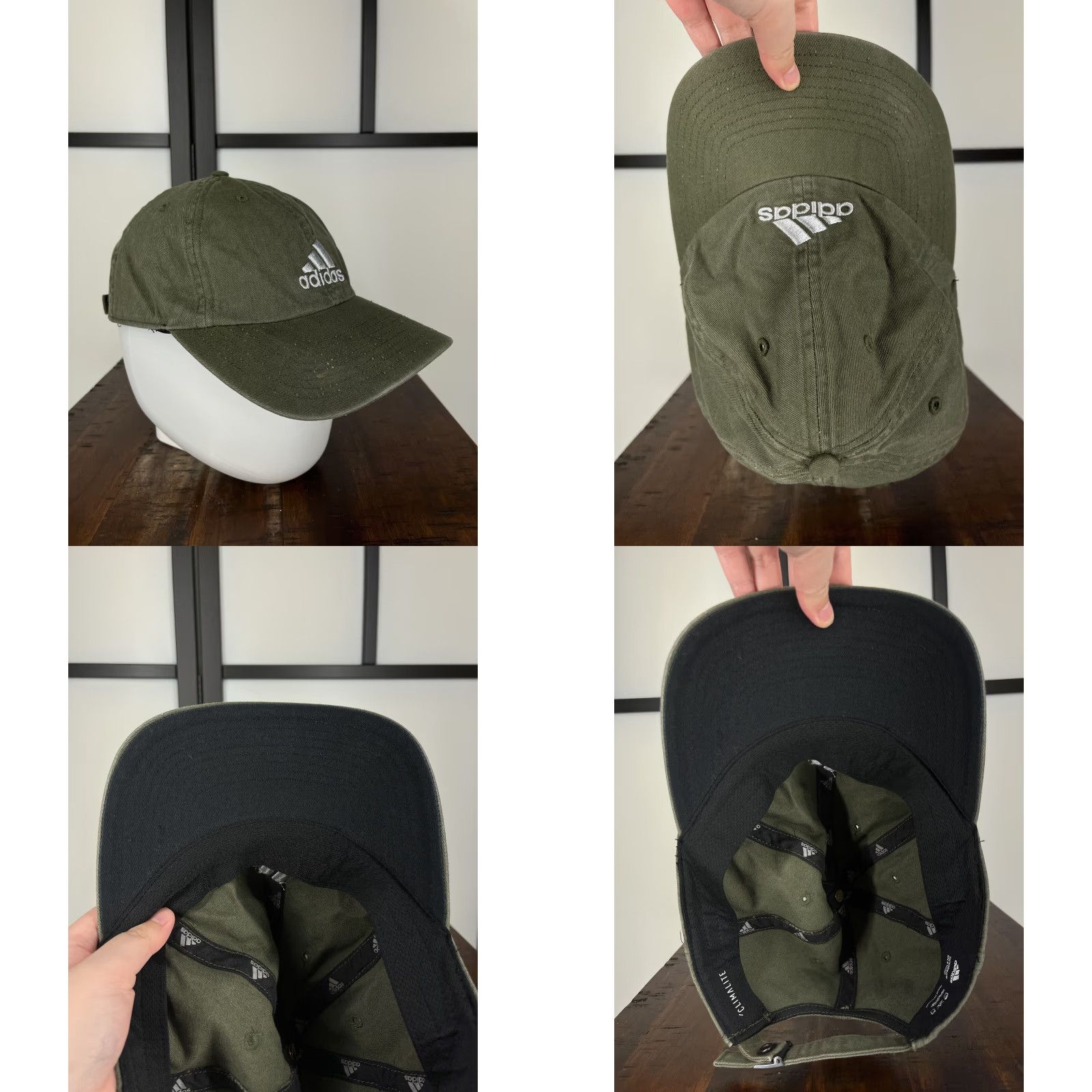 Adidas Adidas Hat Adult One Size Green White 100% Cotton Climalite Twill Cap Size ONE SIZE - 8 Thumbnail