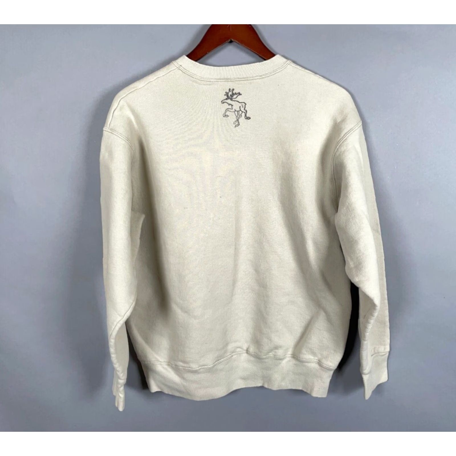 Fruit Of The Loom VINTAGE Fruit of the Loom Sweatshirt Moose Nature Graphic Print Heavyweight Beige Adult Large Mens Size US L / EU 52-54 / 3 - 2 Thumbnail