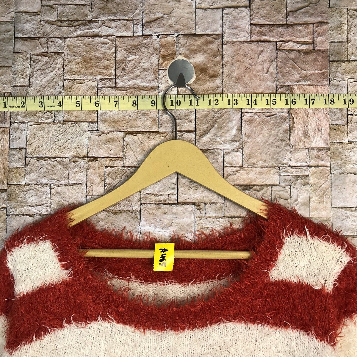 Japanese Brand Japanese Brand Red Stripe fur shaggy mohair Knitwear #A485 Size S / US 4 / IT 40 - 4 Thumbnail