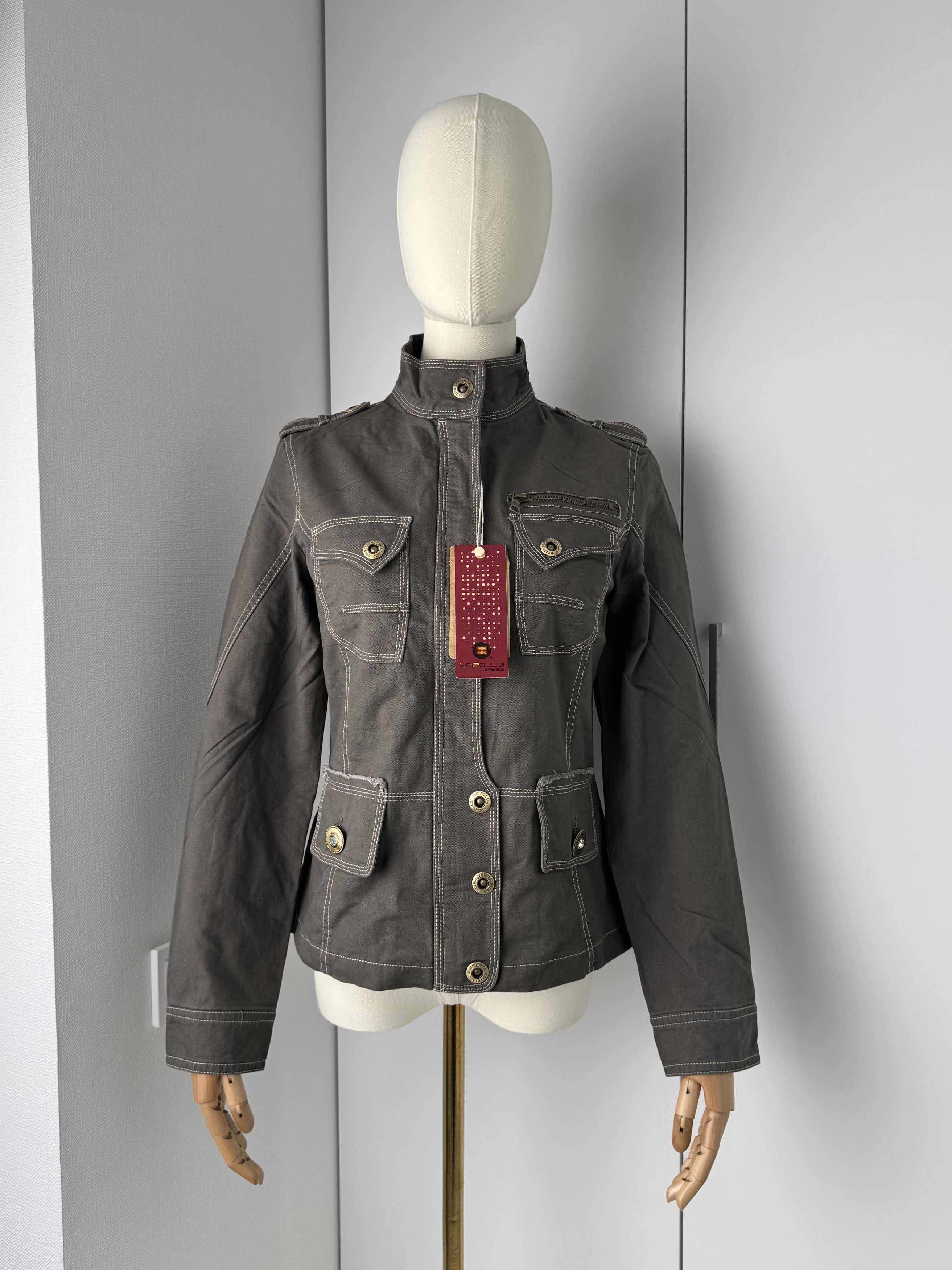 Vintage Women Grey Utility Jacket Y2K Vintage Military Style Coat Size S / US 4 / IT 40 - 1 Thumbnail