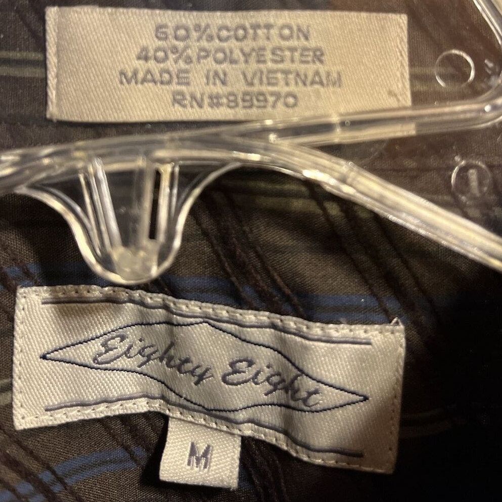 Eighty Eight Eighty Eight Men's M Brown Striped LS Cotton Polyester Shirt Size US M / EU 48-50 / 2 - 4 Thumbnail