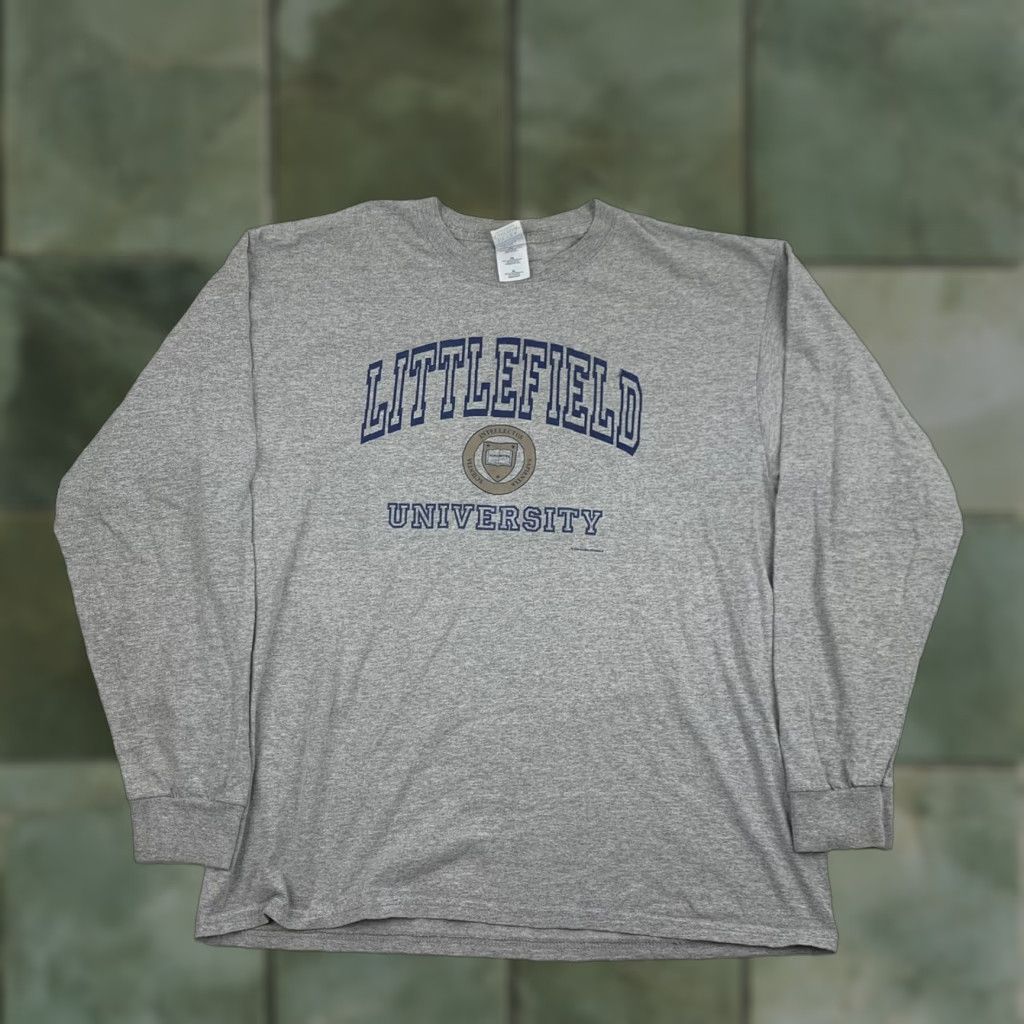 Gildan VINTAGE Gildan Littlefield University Long Sleeve Shirt Adult XL Gray College Sport Y2K Mens Size US XL / EU 56 / 4 - 1 Thumbnail