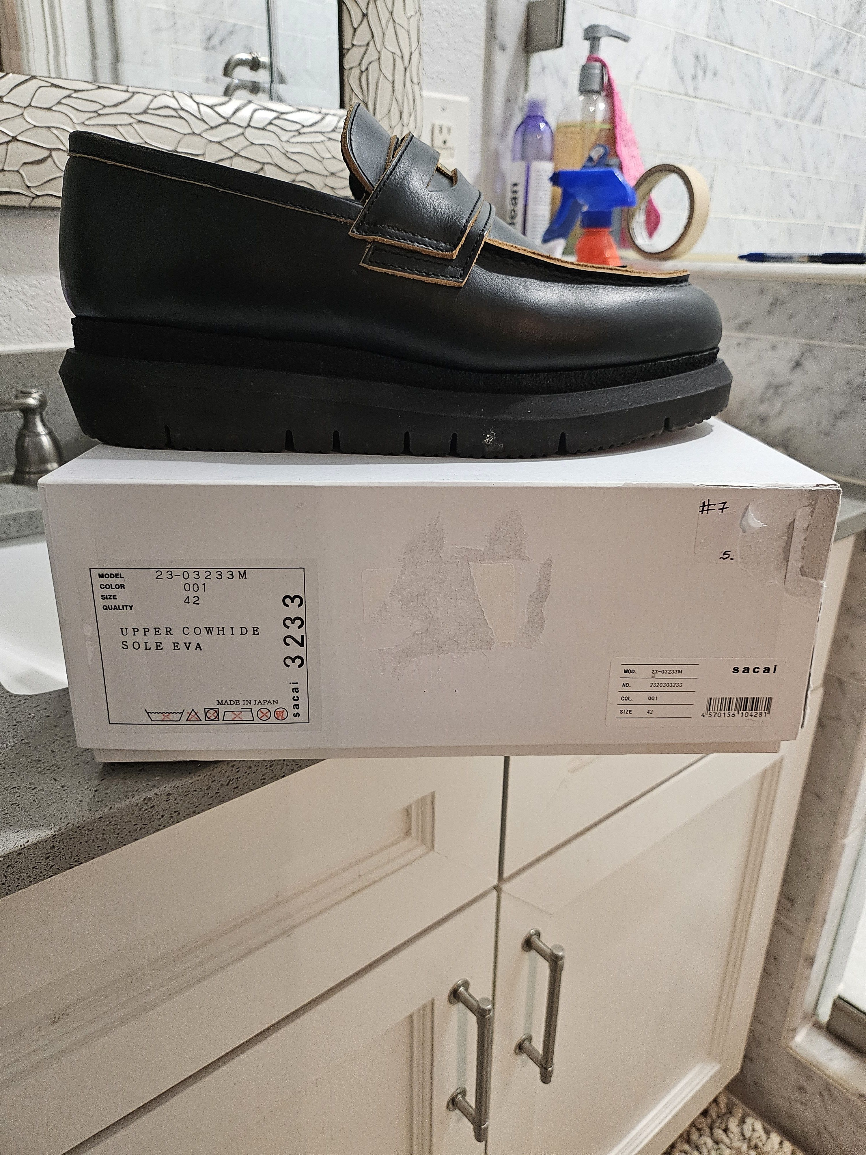 Sacai Sacai Vibram sole leather penny loafers black Size US 9 / EU 42 - 1 Thumbnail