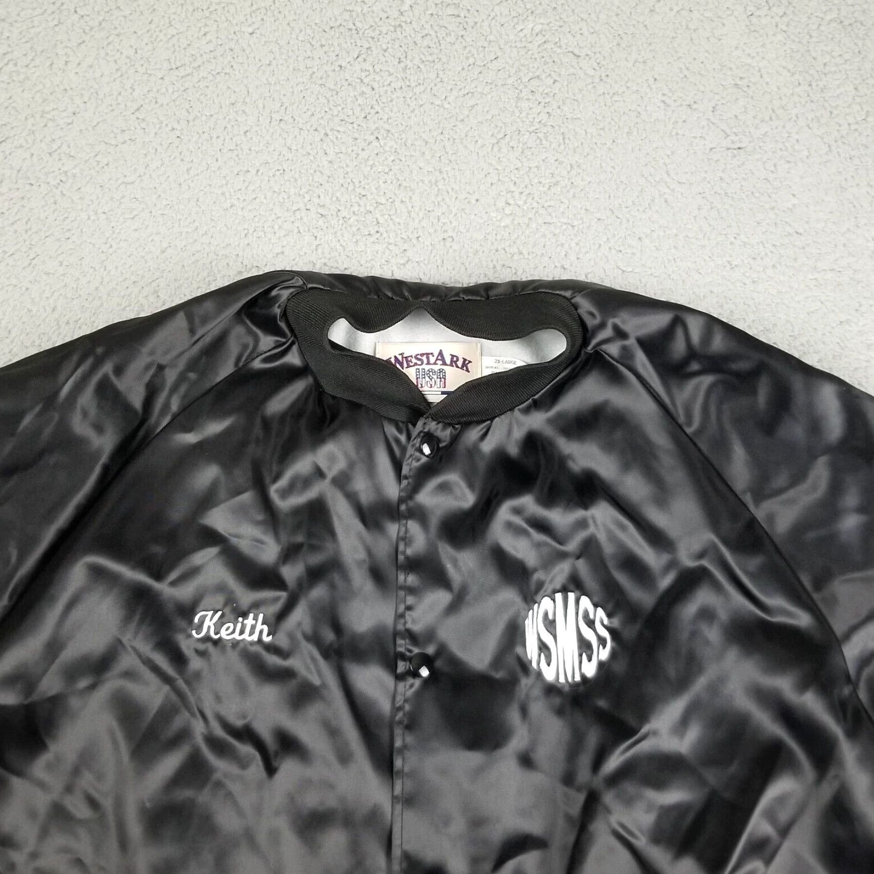Vintage VINTAGE Satin Bomber Jacket Men 2XL Black WSMSS Cowboy Western 80s 90s Keith Mens Jacket Size US XXL / EU 58 / 5 - 4 Thumbnail