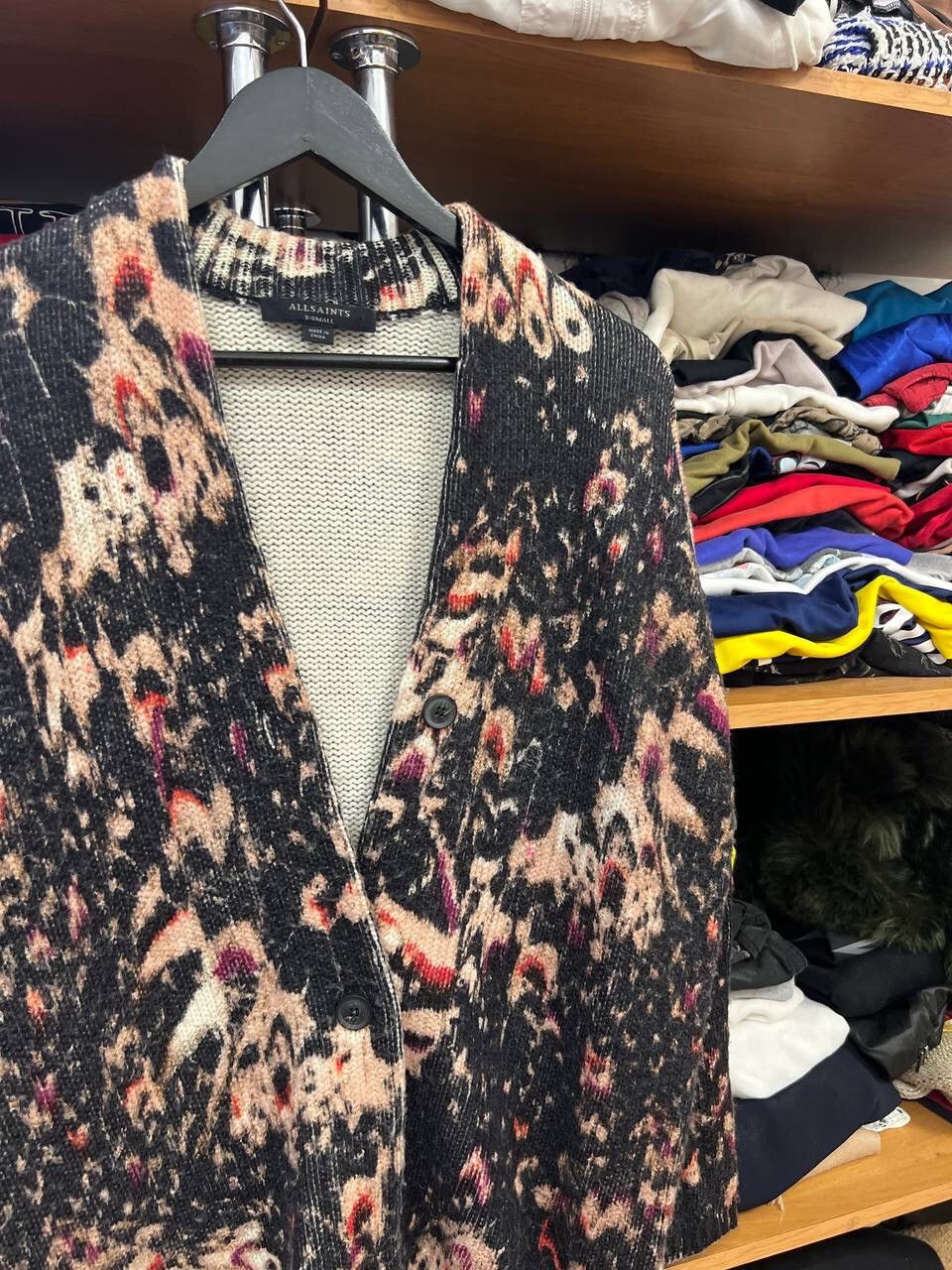 Allsaints × Designer Allsaints Avant Garde Multicolour Wool Cardigan Size XS / US 0-2 / IT 36-38 - 3 Thumbnail