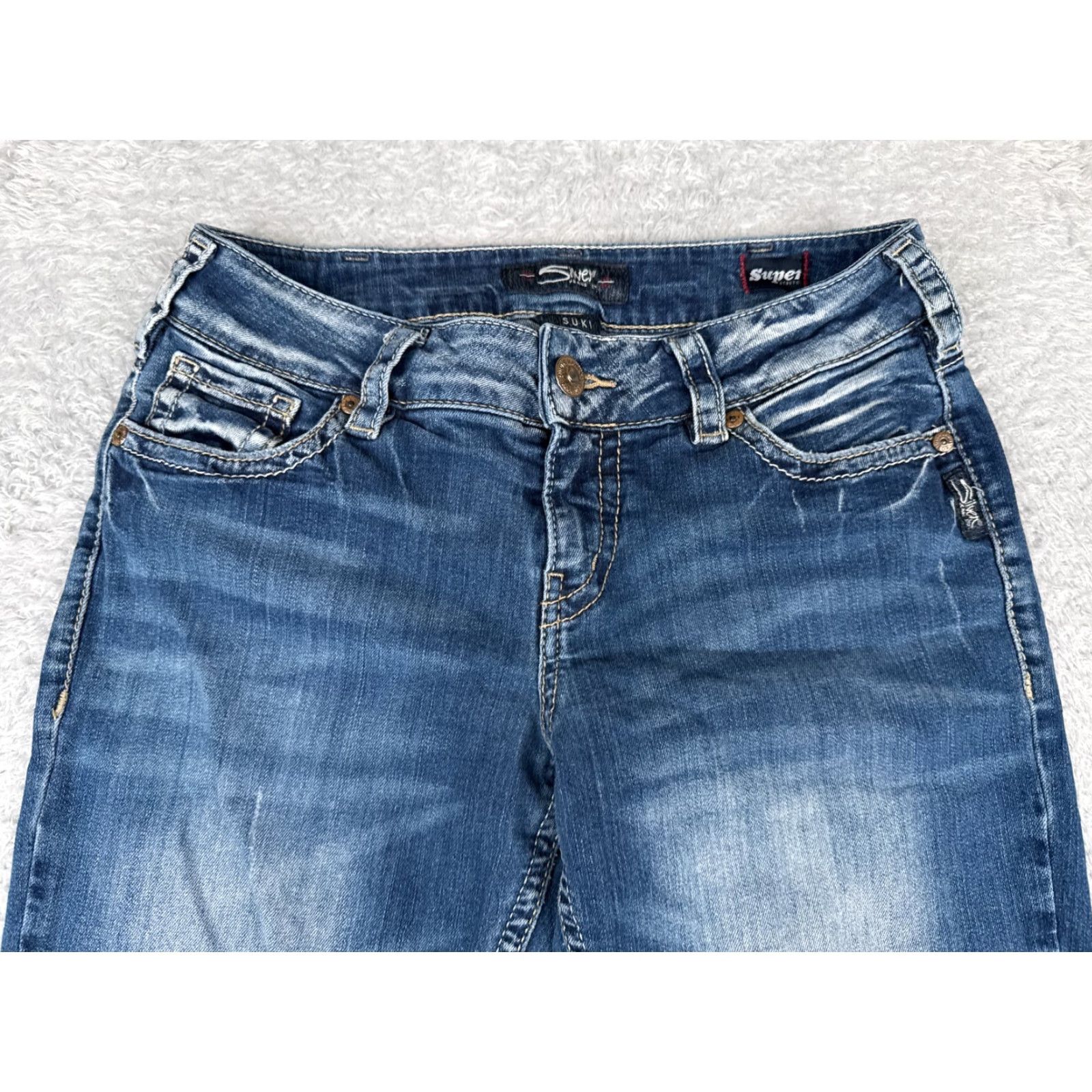 Silver Jeans Co. Silver Jeans Jeans Womens 30x30 Blue Denim Suki Low Straight Leg Embroidered Size 30" / US 8 / IT 44 - 4 Thumbnail
