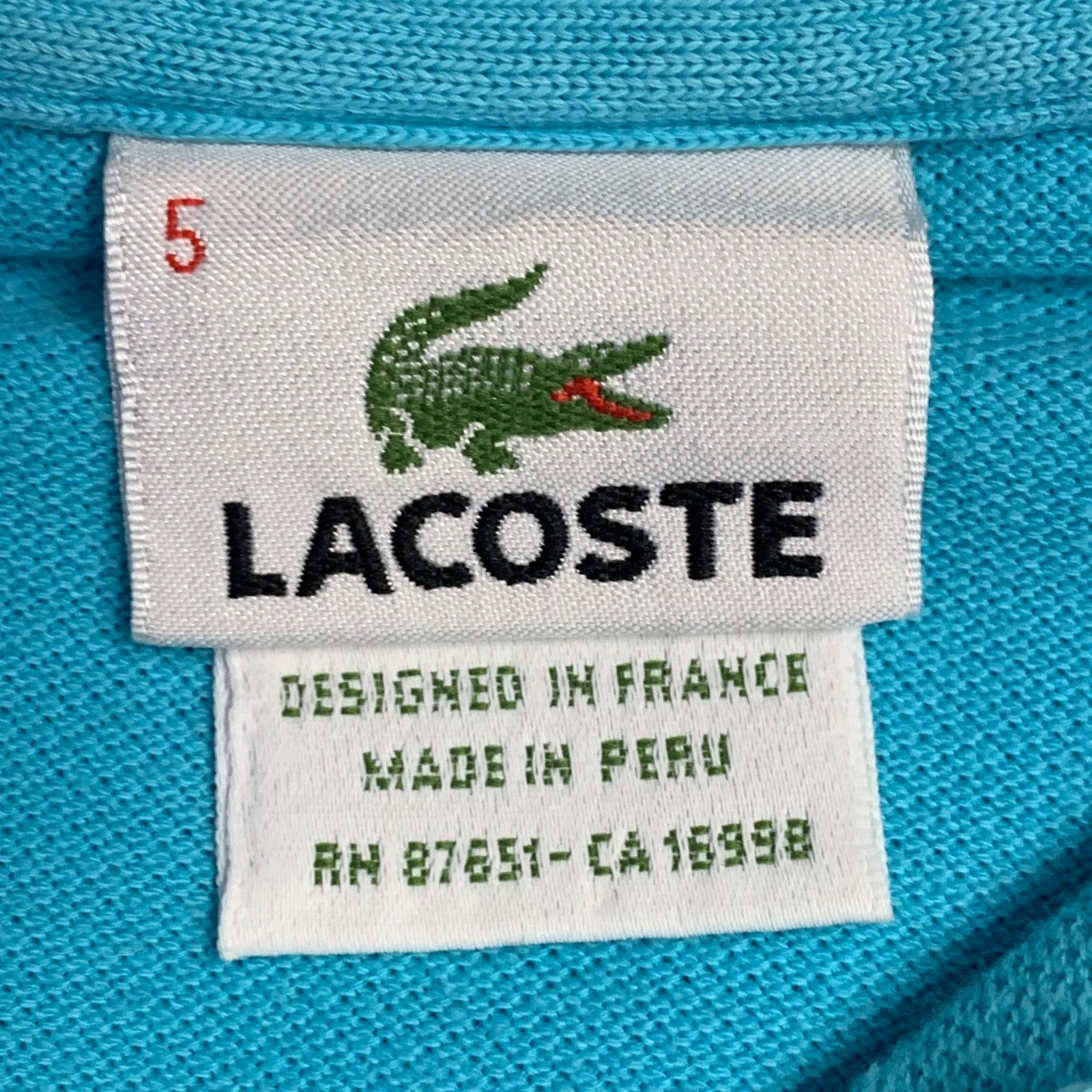 Lacoste LACOSTE Size L Blue Aqua Cotton Logo Patch Polo Size US L / EU 52-54 / 3 - 6 Thumbnail