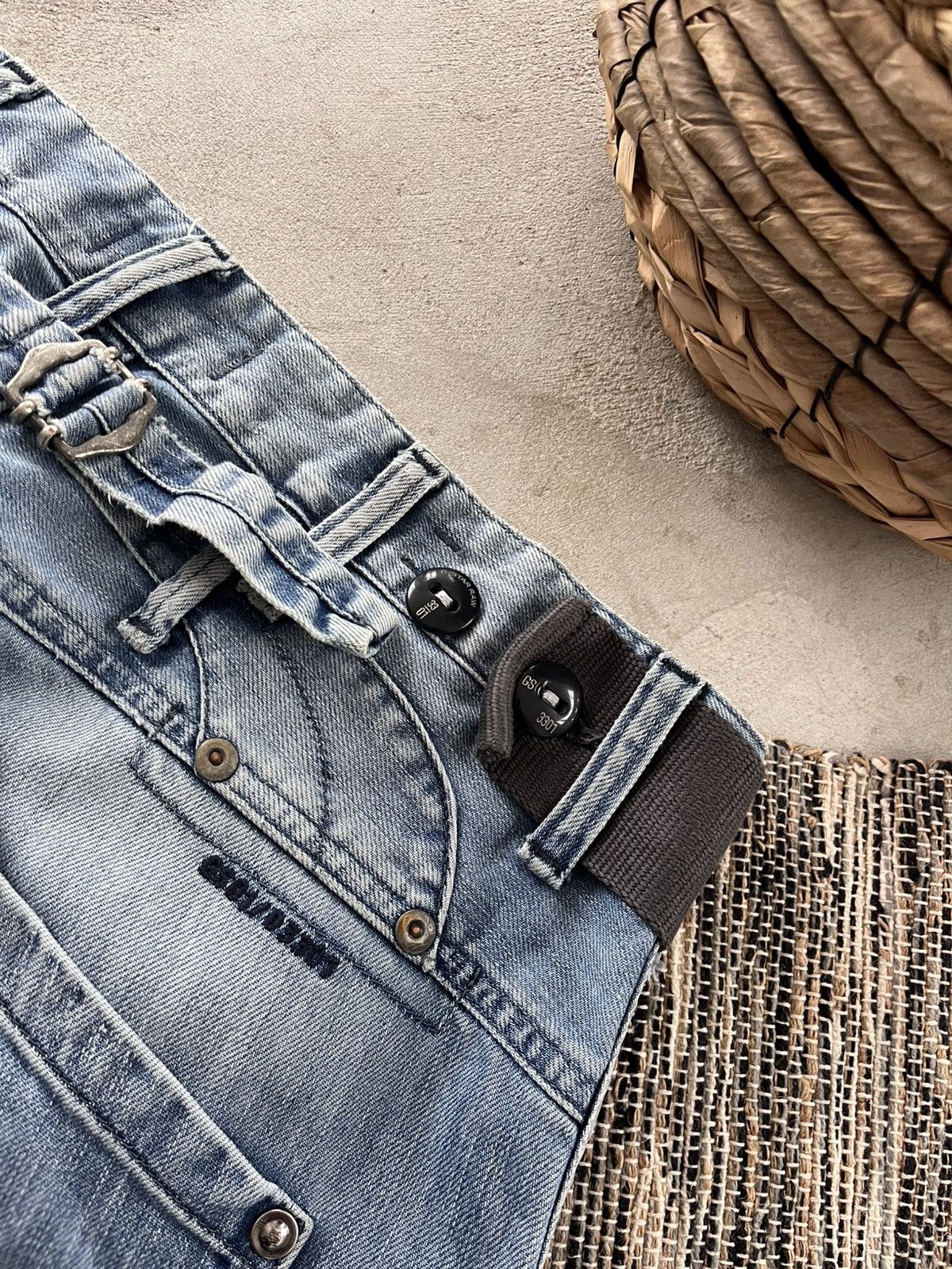 G-Star Vintage GStar Raw Moto Double Knee Faded Denim Jeans Y2K Size US 31 - 23 Thumbnail