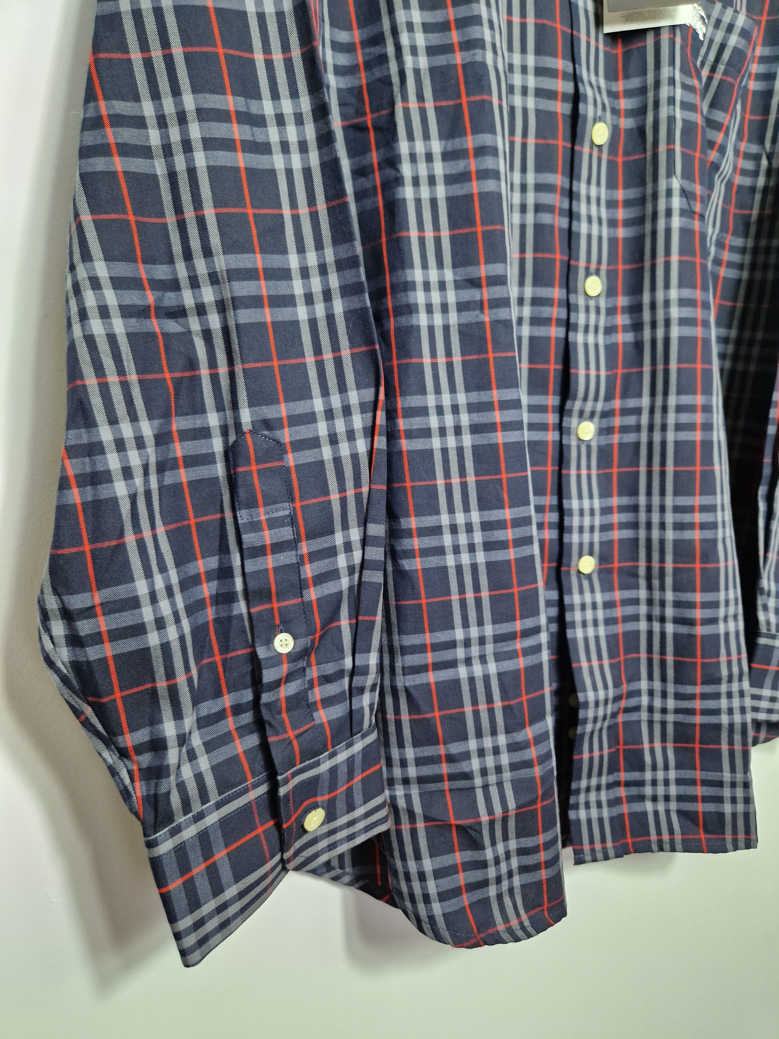 Burberry × Vintage Burberry vintage DSWT navy nova check shirt Size US XL / EU 56 / 4 - 4 Thumbnail
