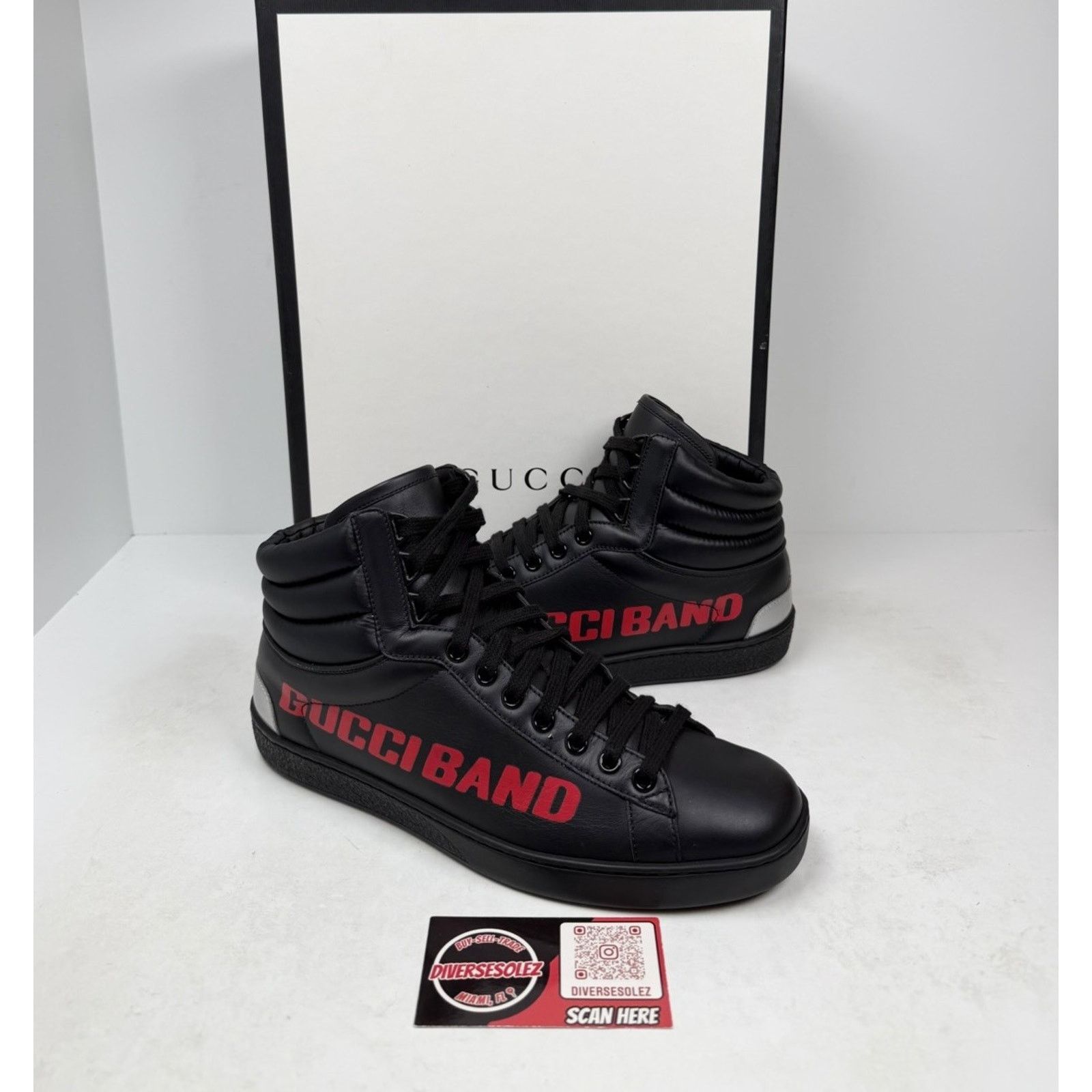 Gucci Size 6US - Gucci Ace Band High Top Leather Black Size US 6 / EU 39 - 1 Thumbnail