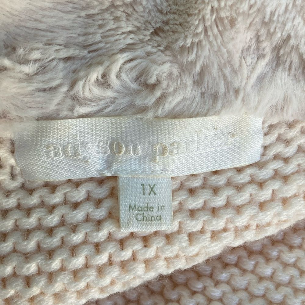 Parker Adyson Parker Faux Fur Vest Ivory Knit Back Sleeveless Cardi Size XXL / US 16-18 / IT 52-54 - 3 Thumbnail