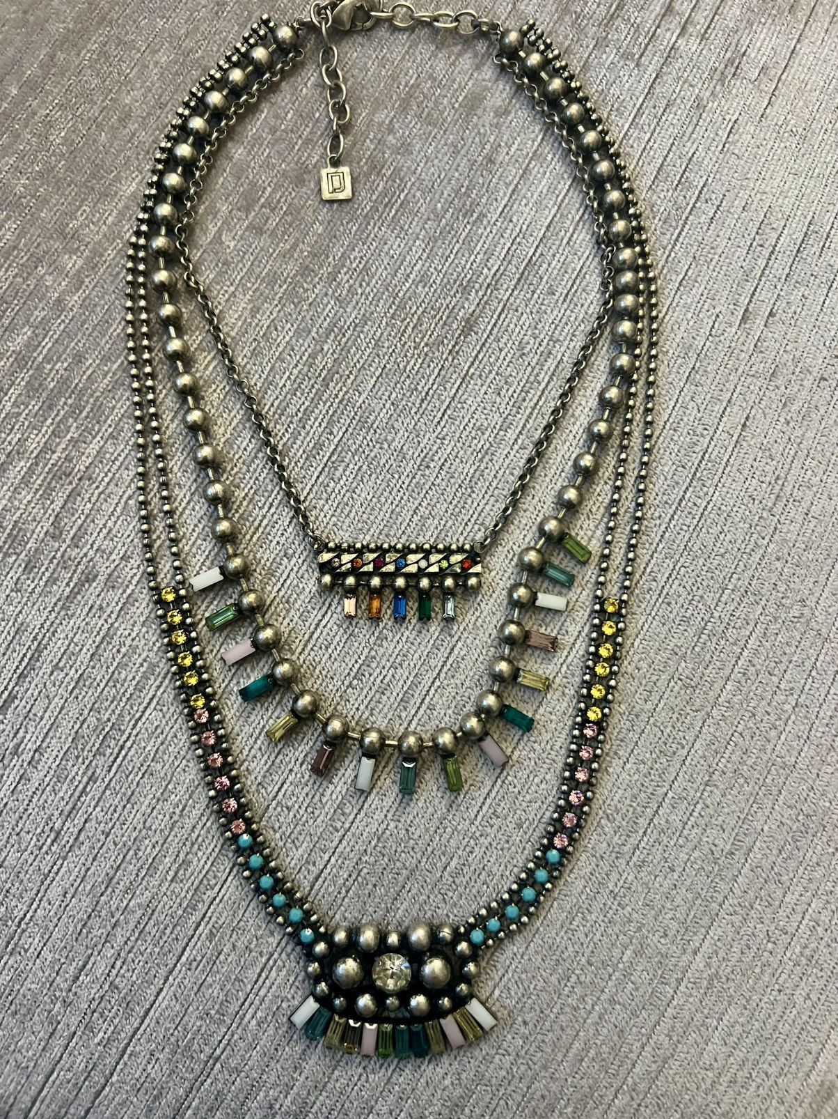 Other Silver multi-coloured crystal necklace Size ONE SIZE - 3 Thumbnail