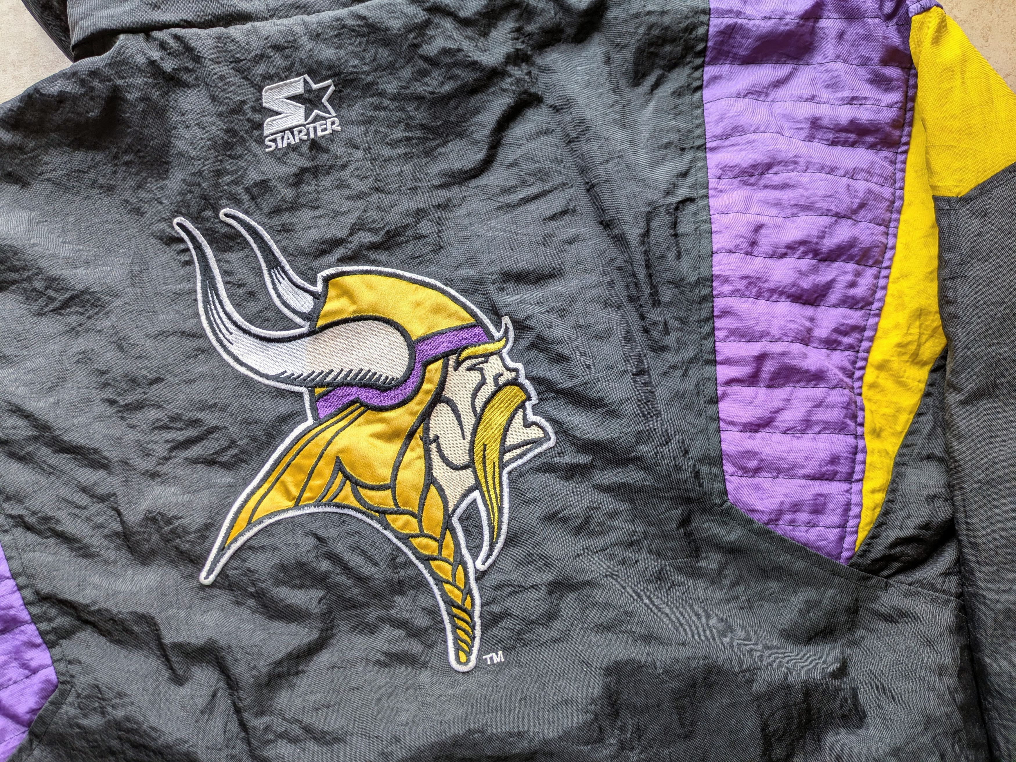 Starter Minnesota Vikings 90s STARTER 1/2 puffer M blk NFL Pro vtg Size US L / EU 52-54 / 3 - 4 Thumbnail