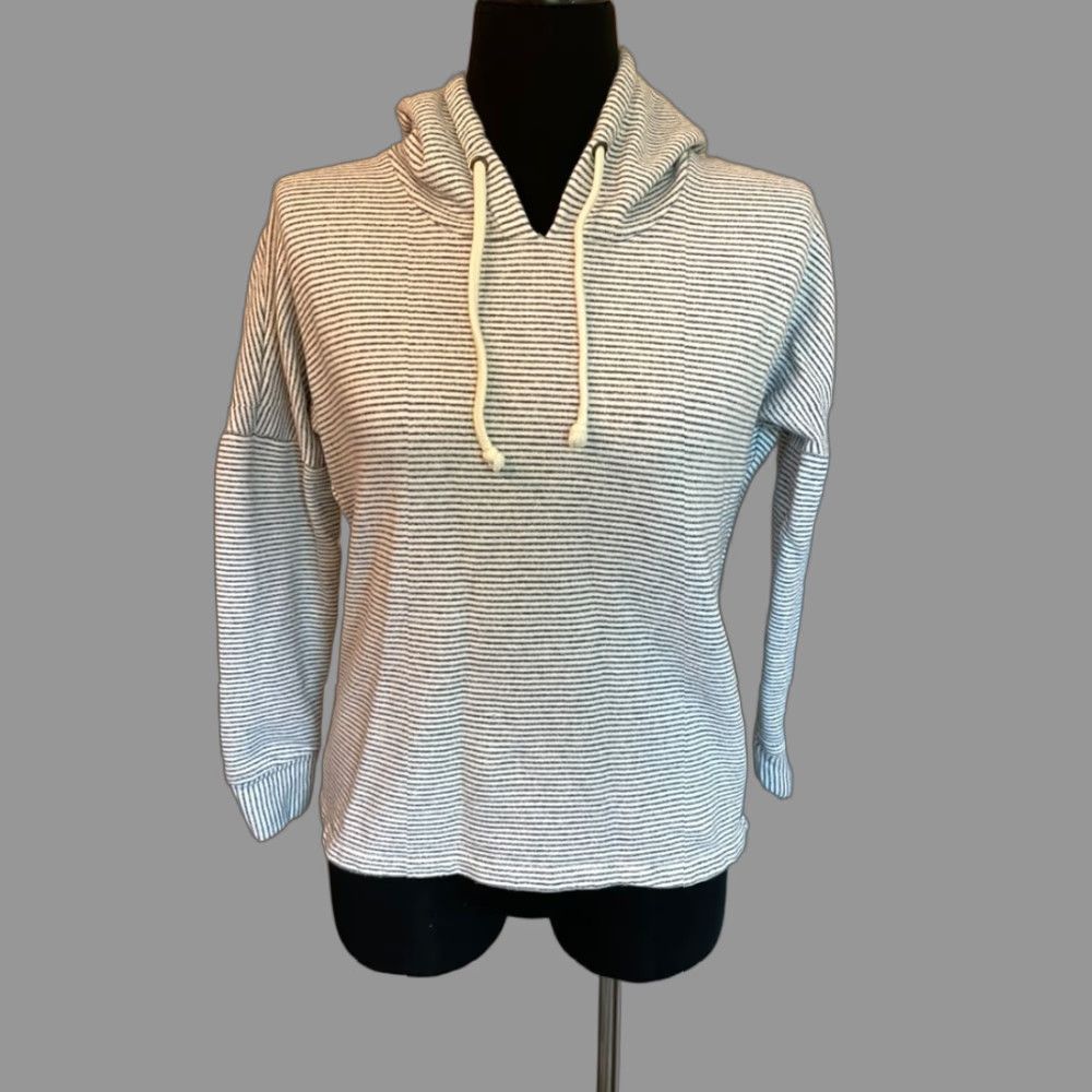 O'Neill O'Neill Striped Crop Hoodie Women Small Gray 100% Cotton Pullover Casual Size S / US 4 / IT 40 - 1 Thumbnail