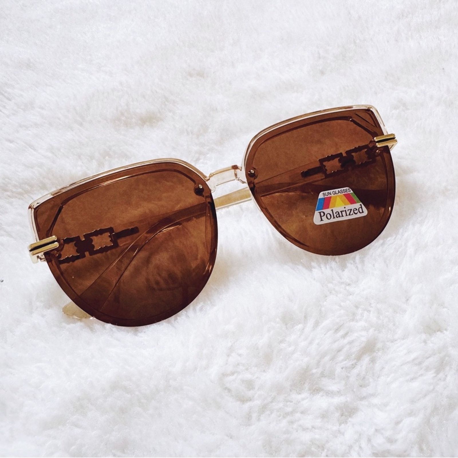 Other Genevieve Light Brown Rimless Polarized Sunglasses Size ONE SIZE - 3 Thumbnail