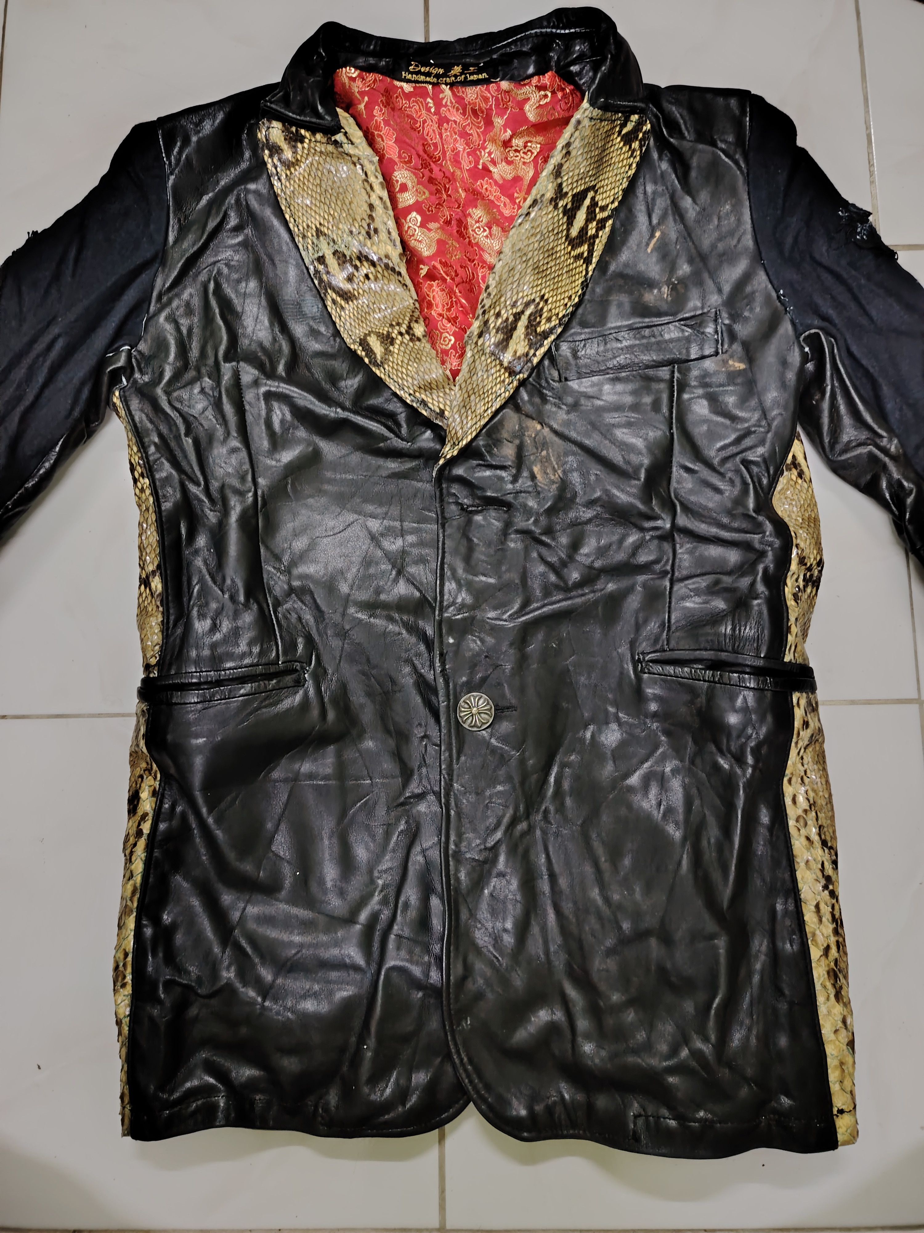Japanese Brand Handmade Phyton Leather Jacket by EijiKyoto like ChromeHeart Size US M / EU 48-50 / 2 - 7 Thumbnail