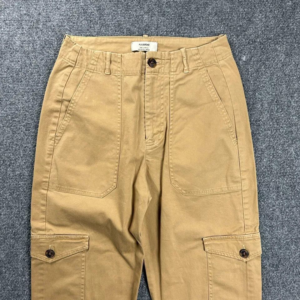 Pull & Bear Pull & Bear Pants Womens 4 Beige Cargo Tapered Chino Capri Size 27" / US 4 / IT 40 - 2 Thumbnail