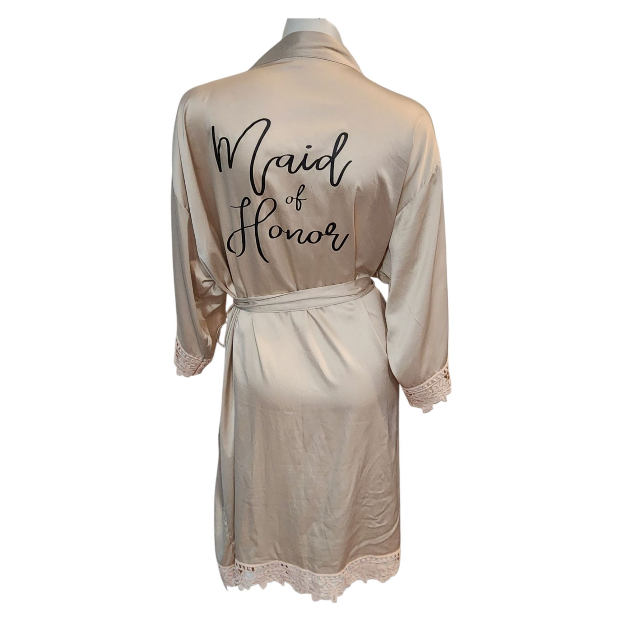 Other Maid of Honor Bridal Party Robe Silk Satin Lace Trim Spa Rob Size 4XL / US 24-26 - 4 Thumbnail