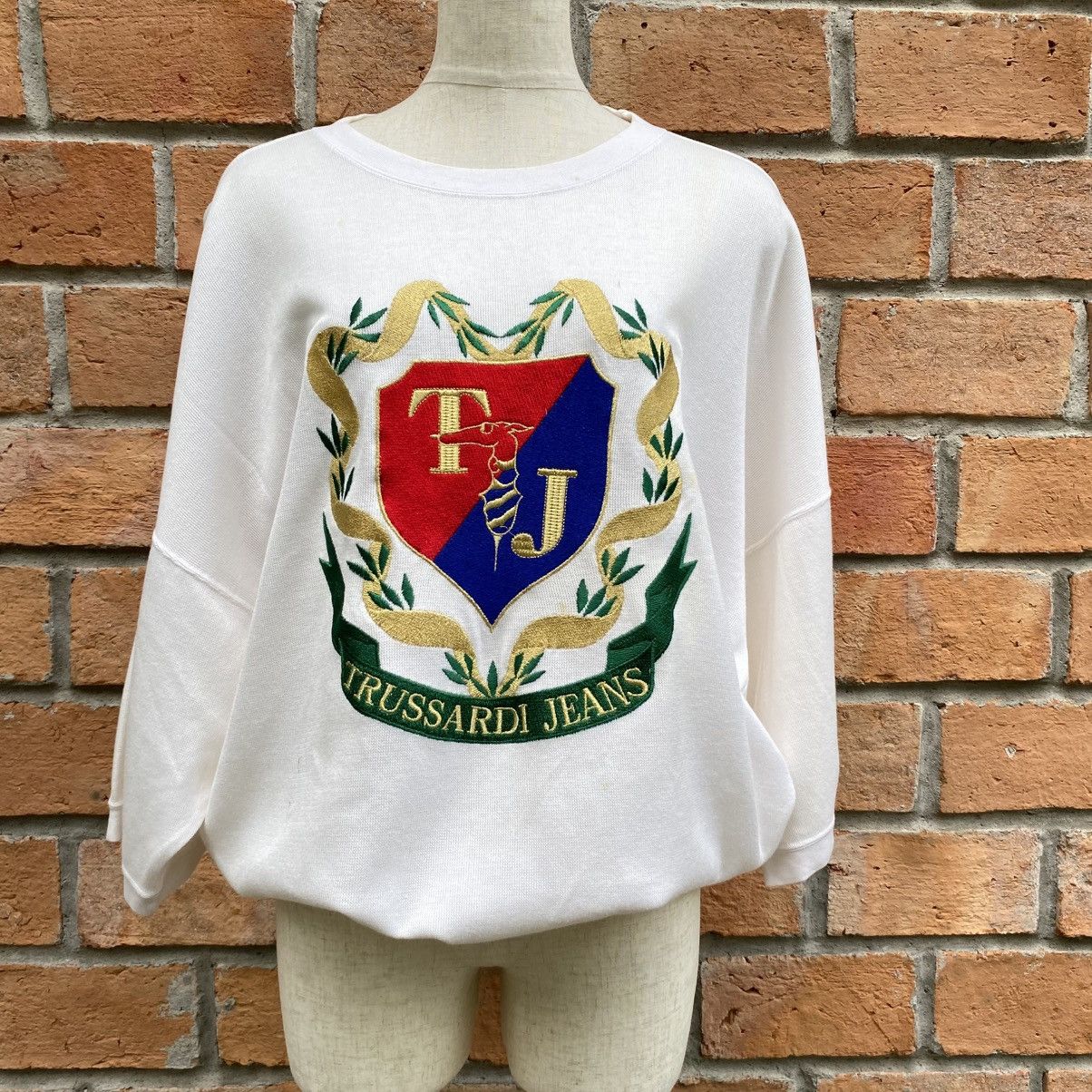 Trussardi TRUSSARDI JEANS White Crest Sweatshirt Size US S / EU 44-46 / 1 - 3 Thumbnail