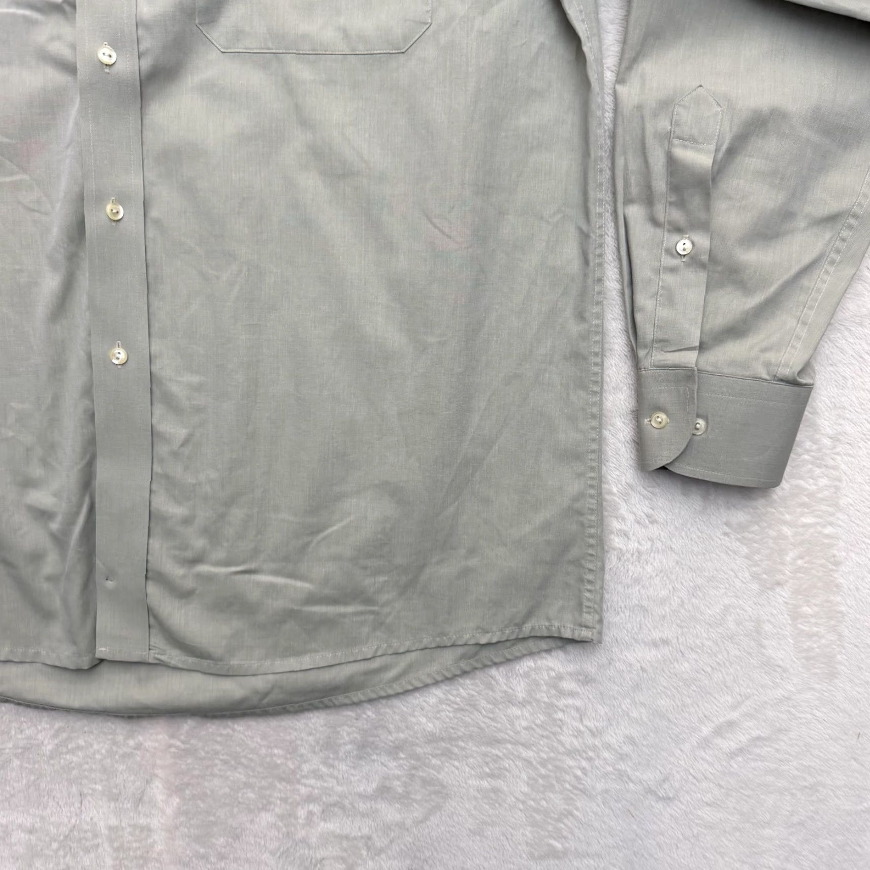 Eton Eton Shirt Mens XL Gray Solid Spread Collar Dress Button Up Size 42R - 4 Thumbnail