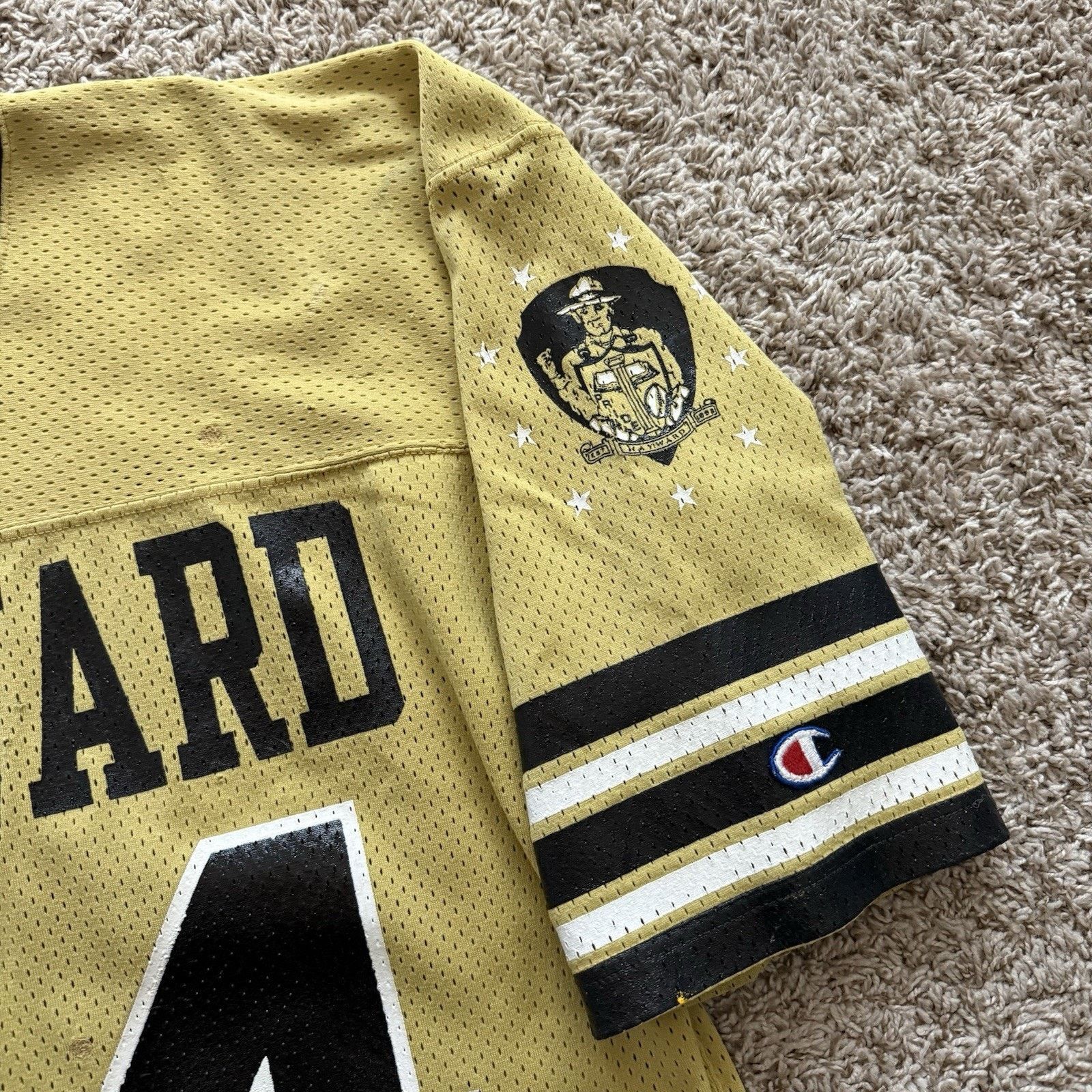 Champion × Vintage Vintage 80’s Champion Cropped Football Jersey Yellow Black Size US L / EU 52-54 / 3 - 2 Thumbnail