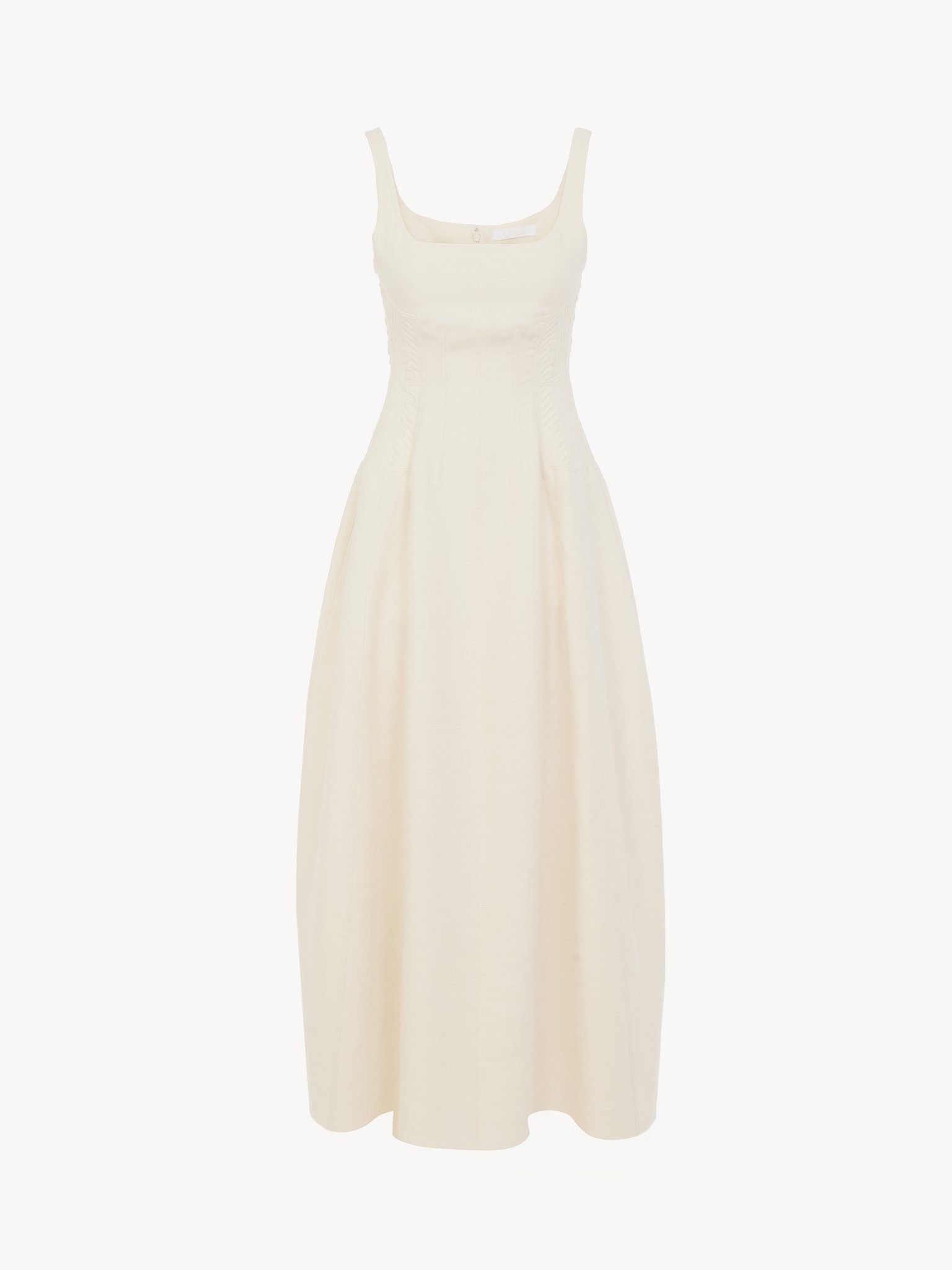 Chloe o1loc1c10425 Sleeveless Midi Dress in Coconut Milk Size S / US 4 / IT 40 - 3 Thumbnail