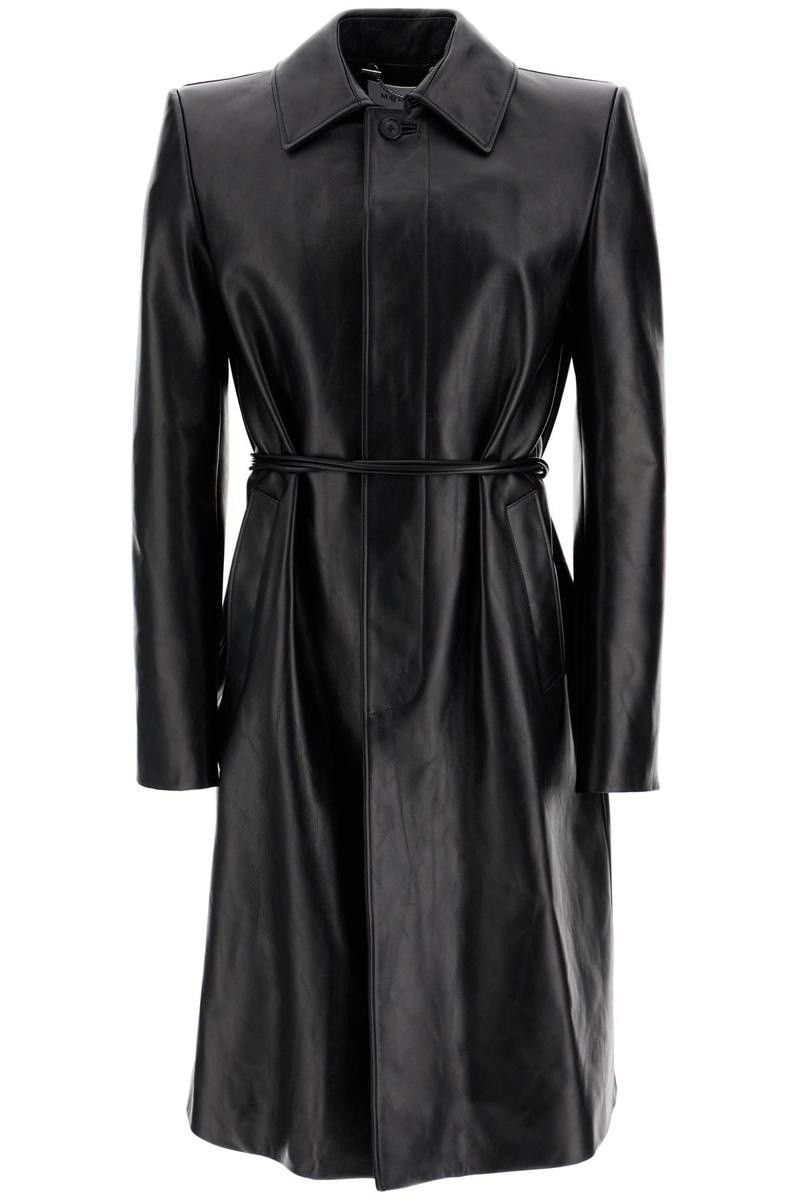 Alexander McQueen o1w1db11025 Stacked Shoulder Leather Raincoat in Black Size US M / EU 48-50 / 2 - 1 Thumbnail