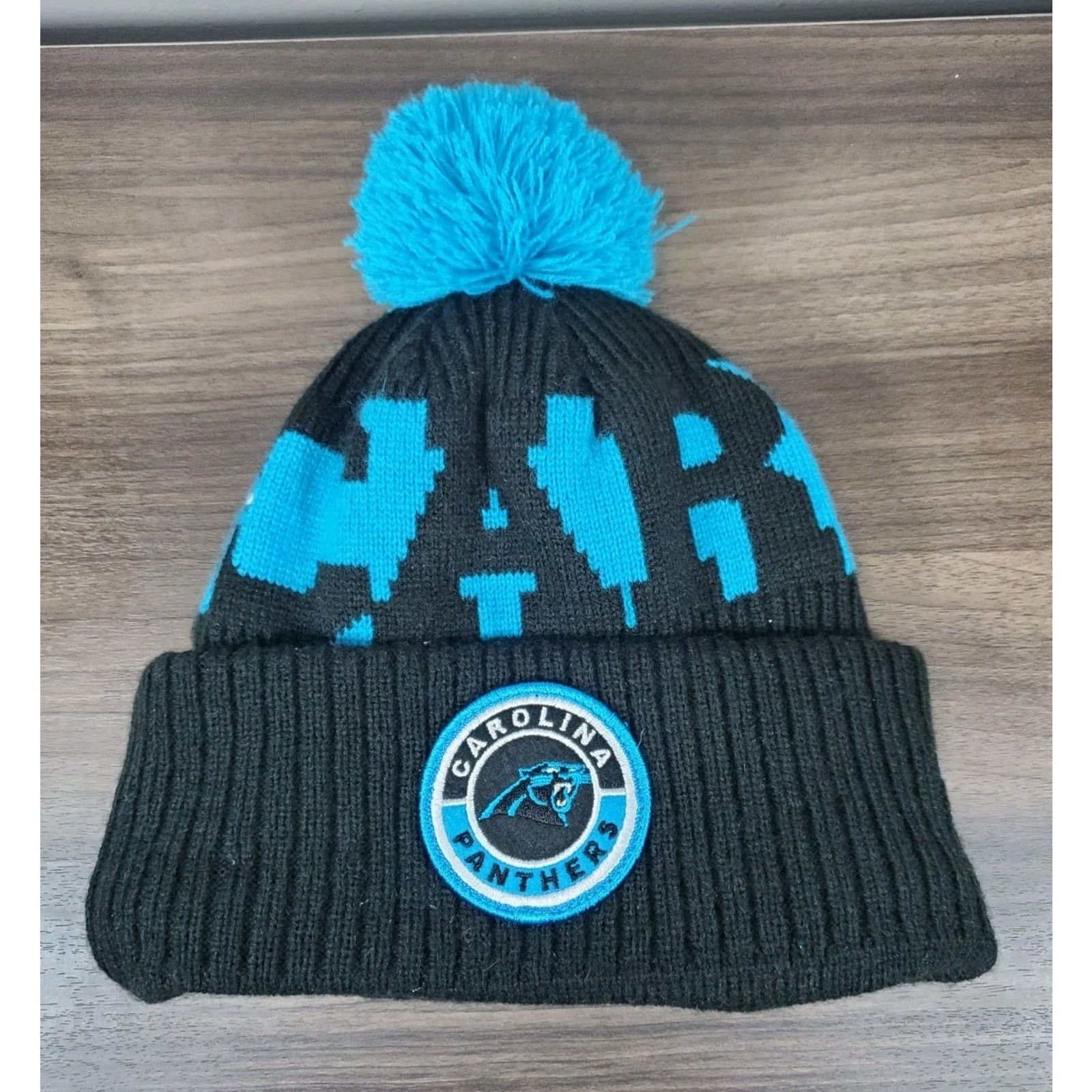 NFL × New Era Carolina Panthers Winter Hat Blue & Black Knit Pom Beanie NC Size ONE SIZE - 1 Thumbnail