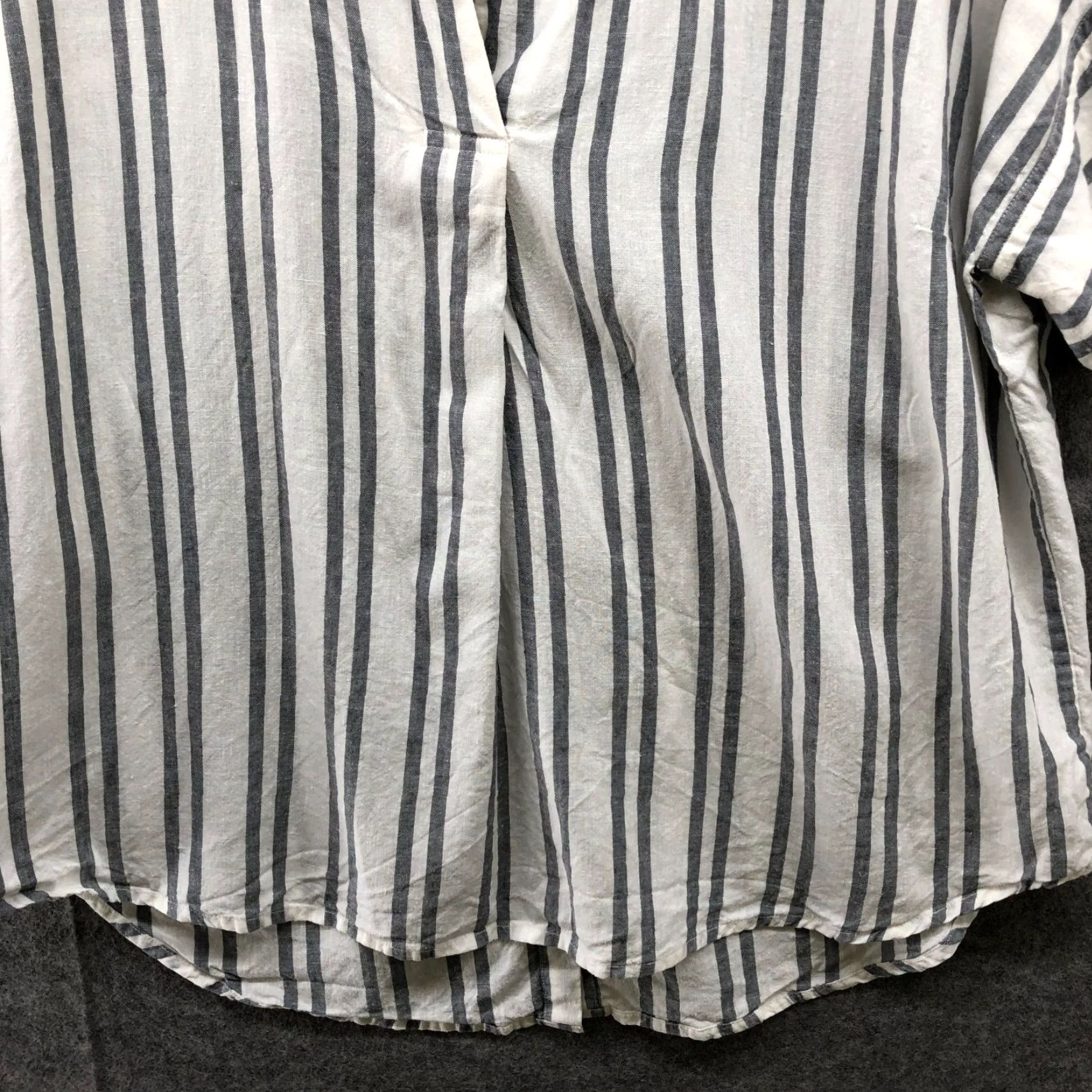 Vintage Jachs Girlfriend Shirt Womens S White Gray Striped Linen Cotton Short Sleeve Size S / US 4 / IT 40 - 4 Thumbnail