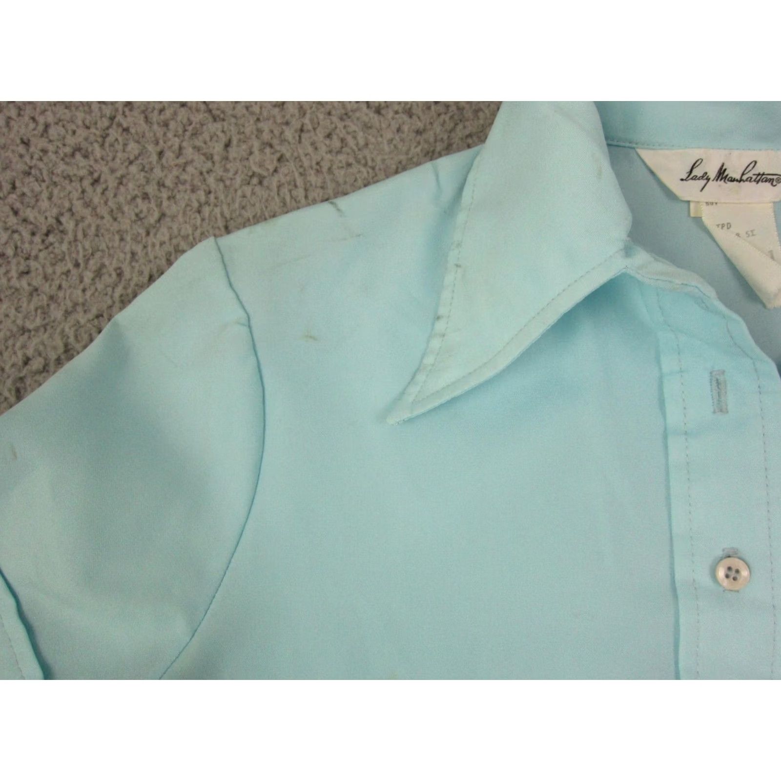 Vintage VINTAGE Lady Manhattan Blue Collared Shirt Bodysuit Womens Medium 9/10 70s Size M / US 6-8 / IT 42-44 - 3 Thumbnail
