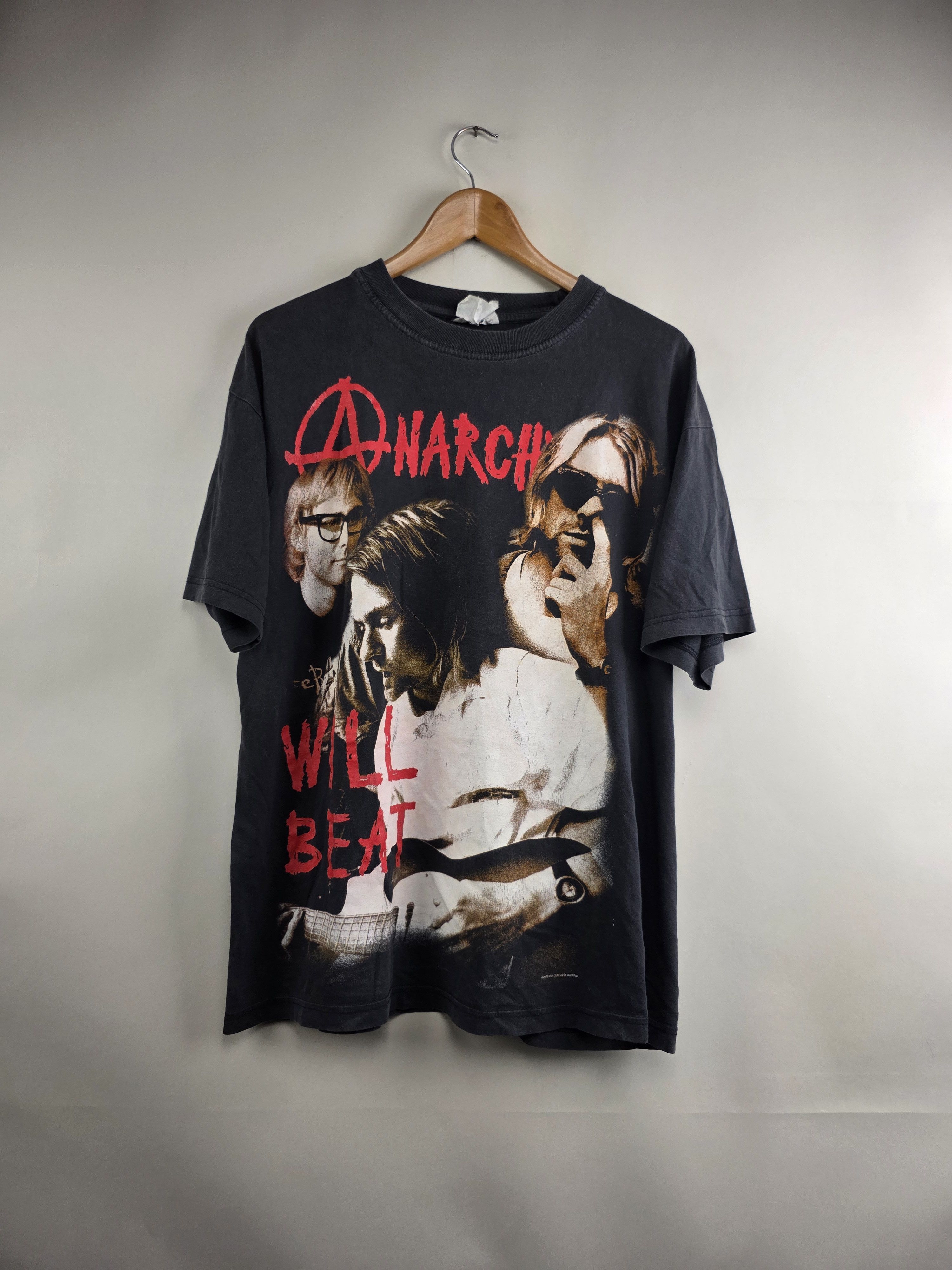 Band Tees × Nirvana × Vintage 2002 Nirvana Anarchy will beat Kurt cobain XL 22.5" 28.5" Size US XL / EU 56 / 4 - 1 Thumbnail