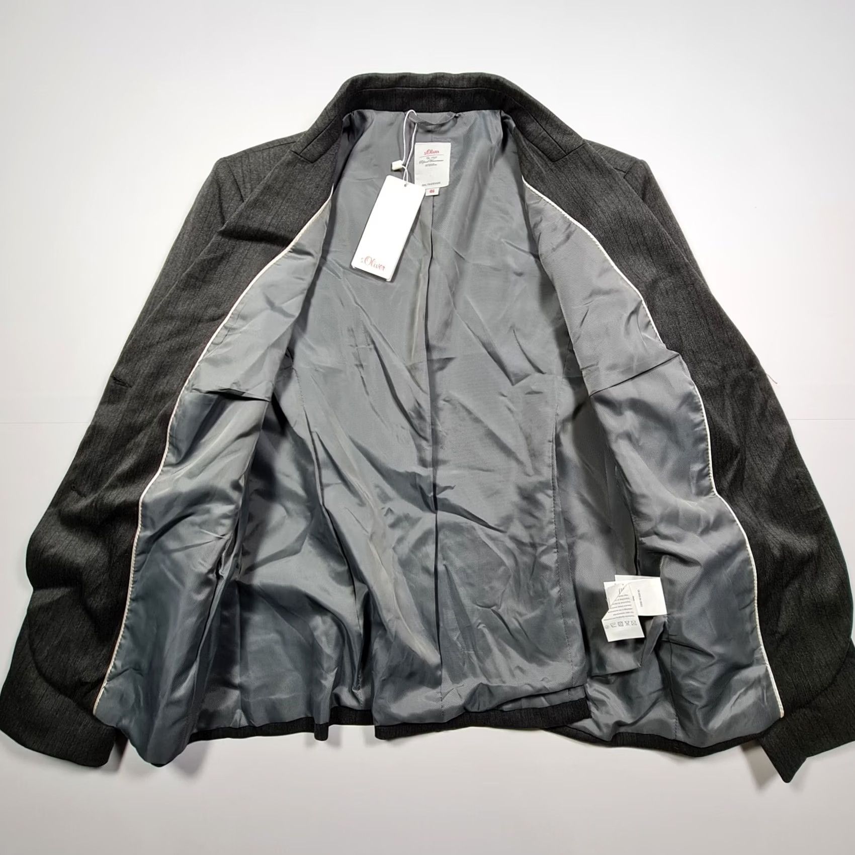 s.Oliver S.Oliver Womens Blazer Grey 20 UK Stripe Pattern Jacket Size 3XL / US 20-22 - 5 Thumbnail