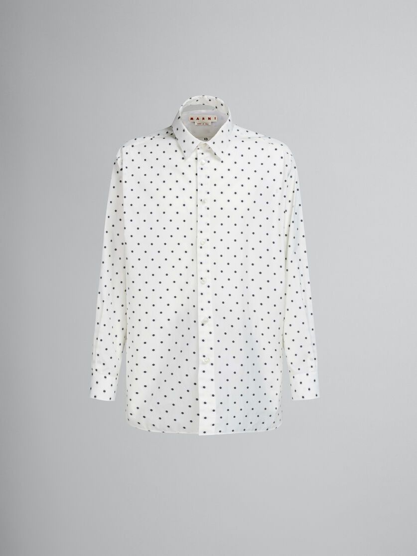 o1w1db10125 Poplin Long Sleeved Shirt Polka Dots in White