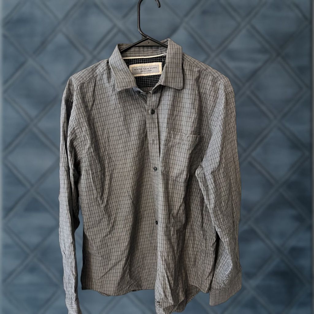 Vintage Marc New York Mens Shirt Long Sleeve Gray Plaid Button Down Size Large 16.5 Size US L / EU 52-54 / 3 - 1 Thumbnail