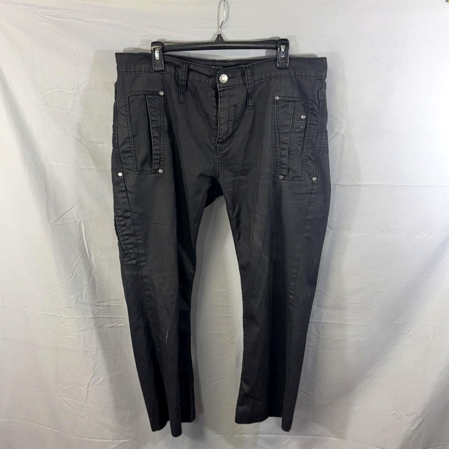 Southpole Southpole Pants Mens 36x34 Black Cargo Multi Pocket Zip Back Streetwear Urban Size US 36 / EU 52 - 2 Thumbnail