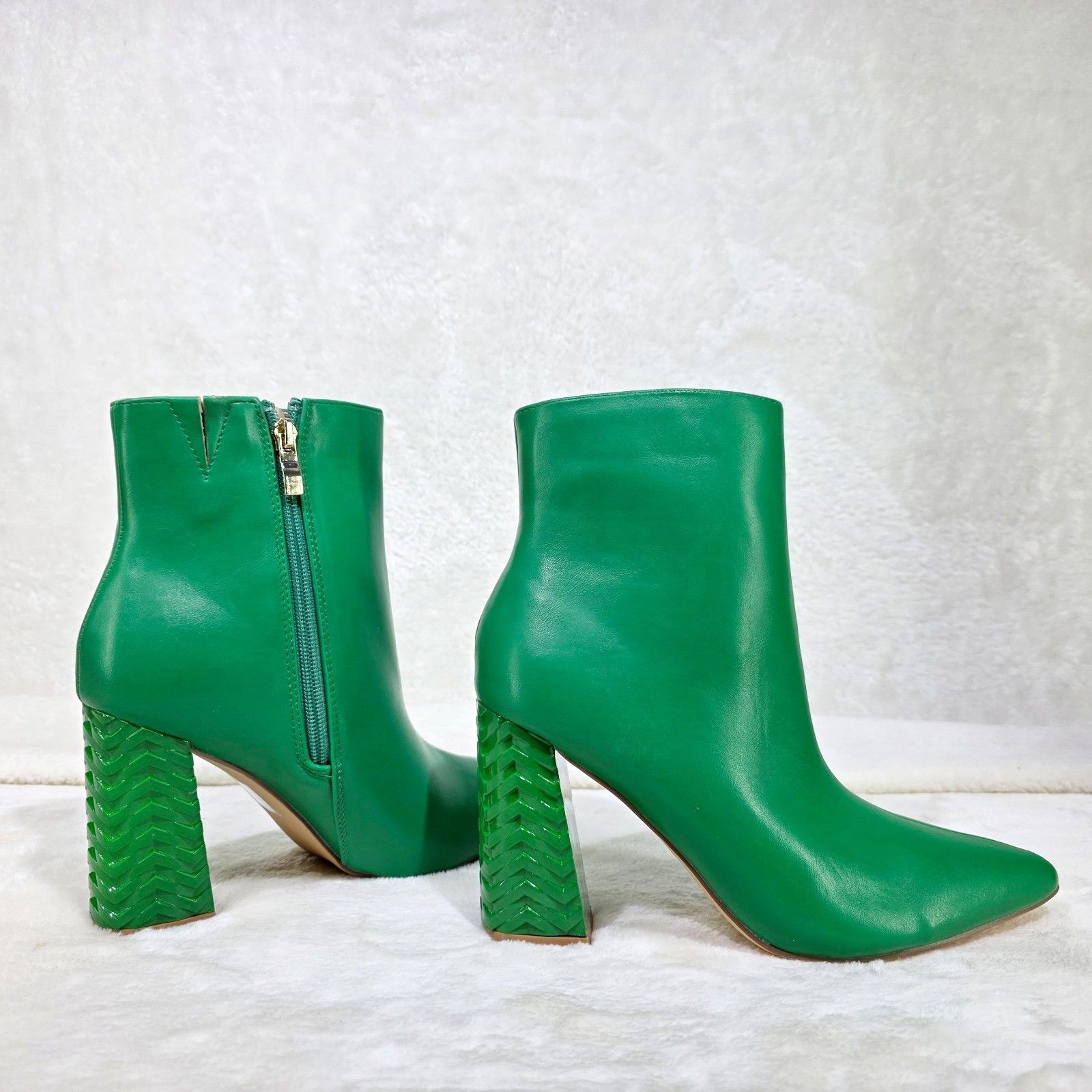 Other Florida Green Textured Block Heel Side Zip Ankle Boots (US Size US 6.5 / IT 36.5 - 1 Thumbnail