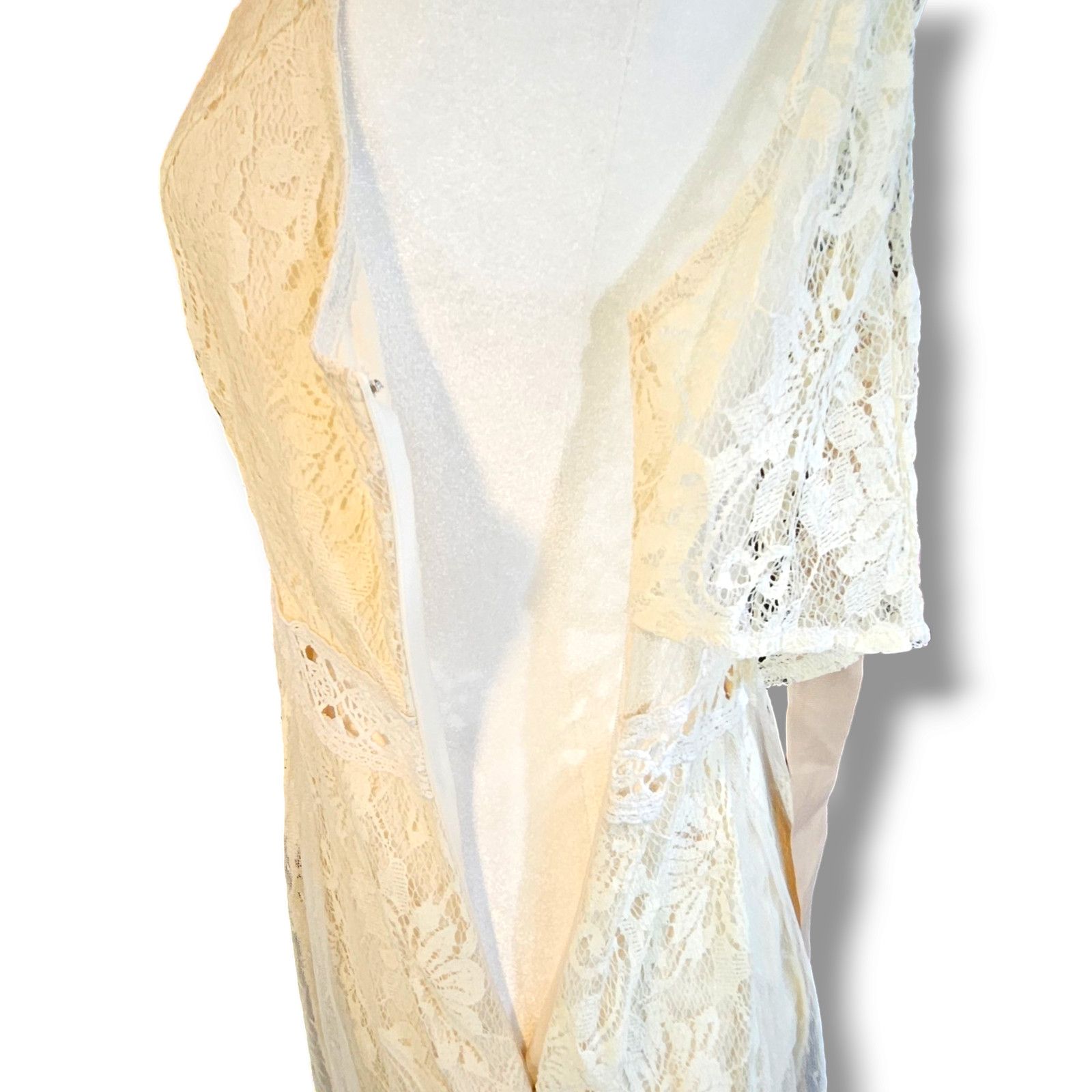 Other EUC Altar'd State Mixed Lace A-Line Dress Sz. L Champagne Size L / US 10 / IT 46 - 15 Thumbnail