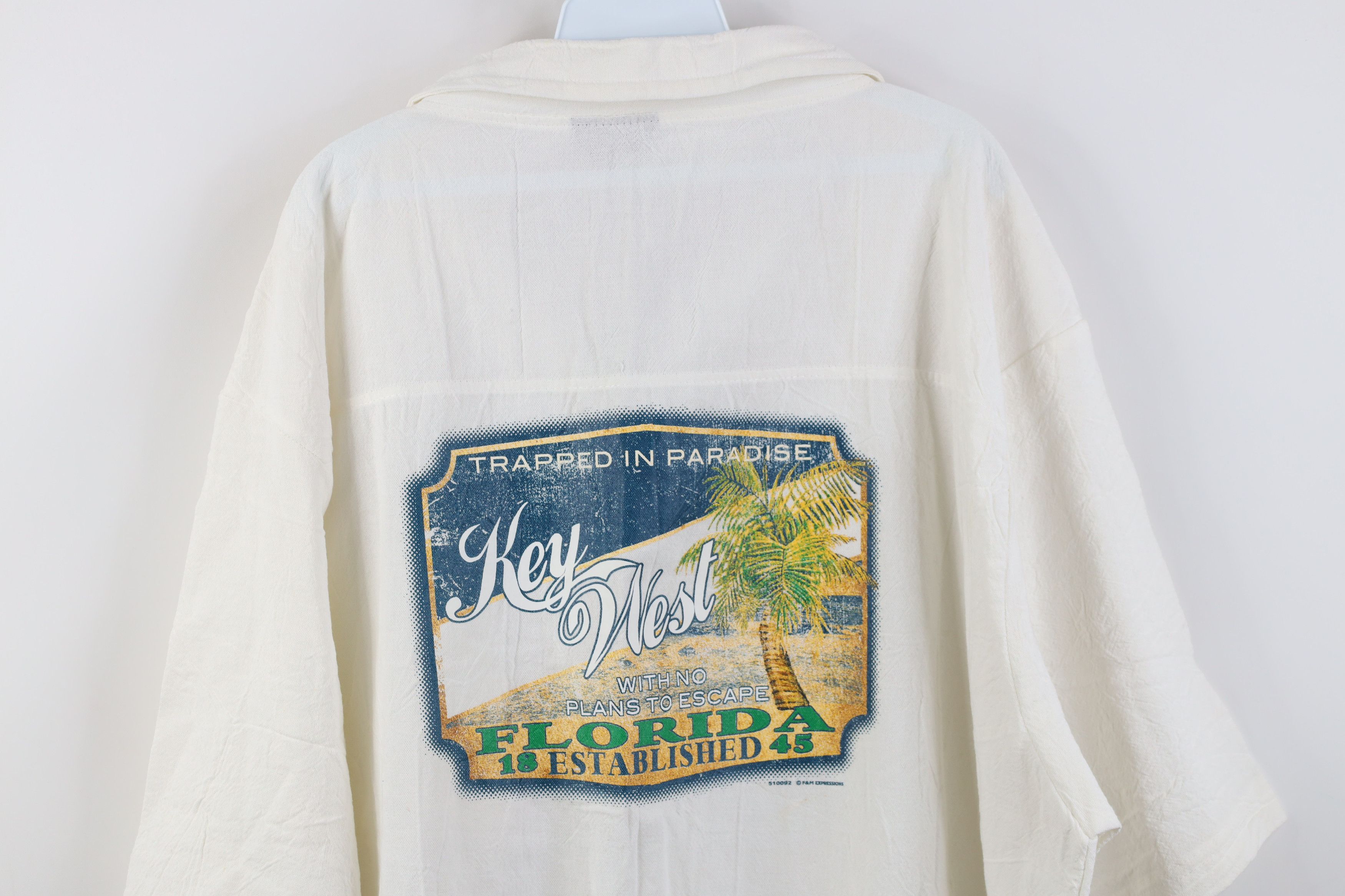 Vintage Vintage 90s Streetwear Key West Beach Button Shirt White USA Size US XXL / EU 58 / 5 - 16 Thumbnail