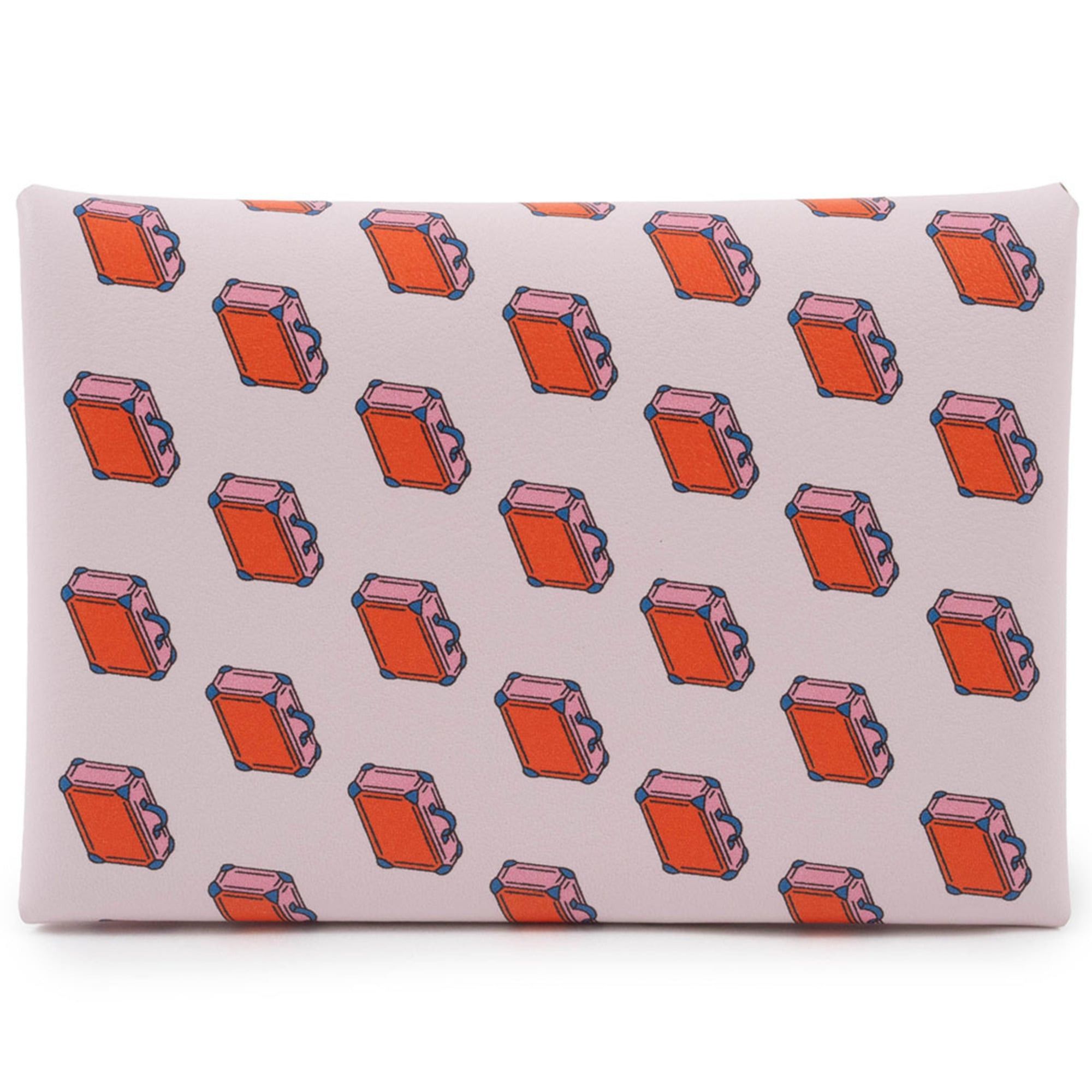 Hermès Calvi Duo Card Case 086442CK Swift Mauve Pale Women's Compact Trunk Pattern HERMES